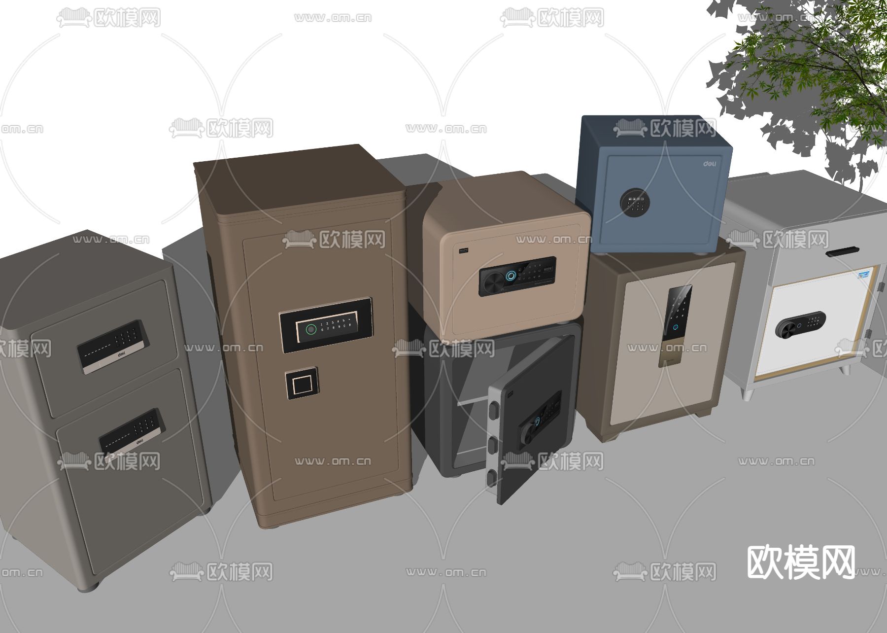 现代保险箱保险柜su模型下载（渲染图2）