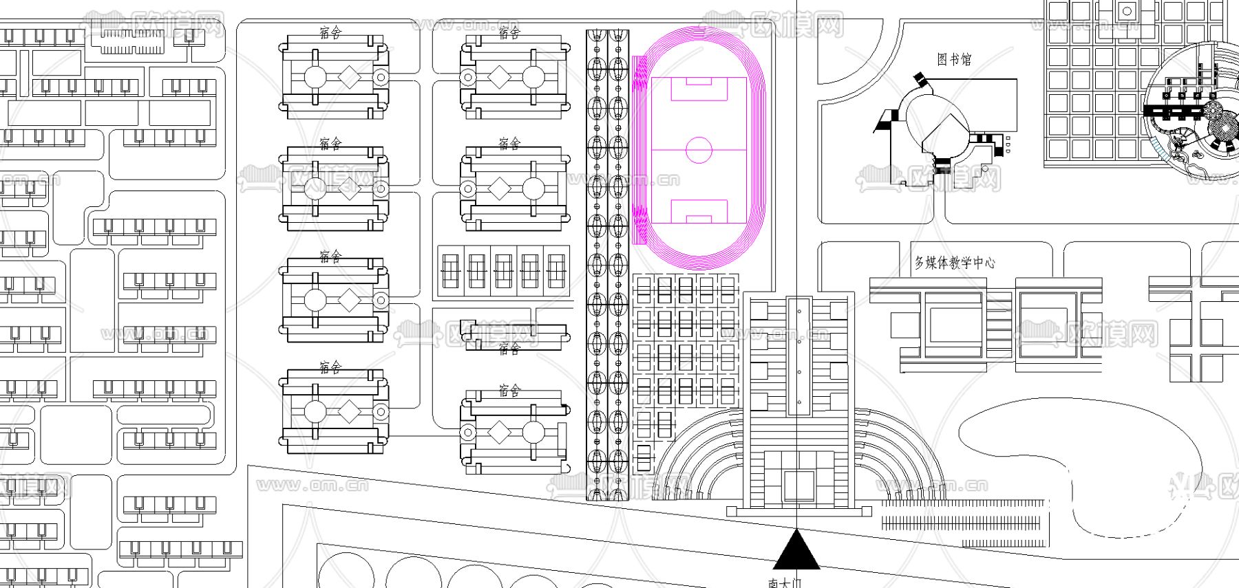 黄科大新校区规划平面图CAD施工图下载（渲染图3）