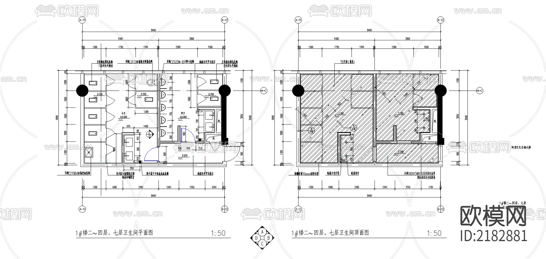 卫生间cad施工图下载（渲染图1）