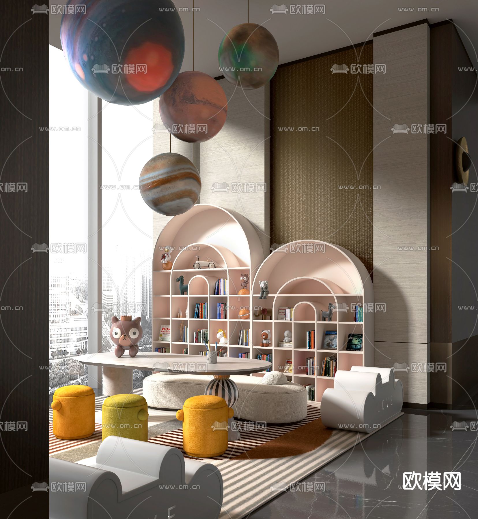 现代儿童娱乐区su模型下载（渲染图1）