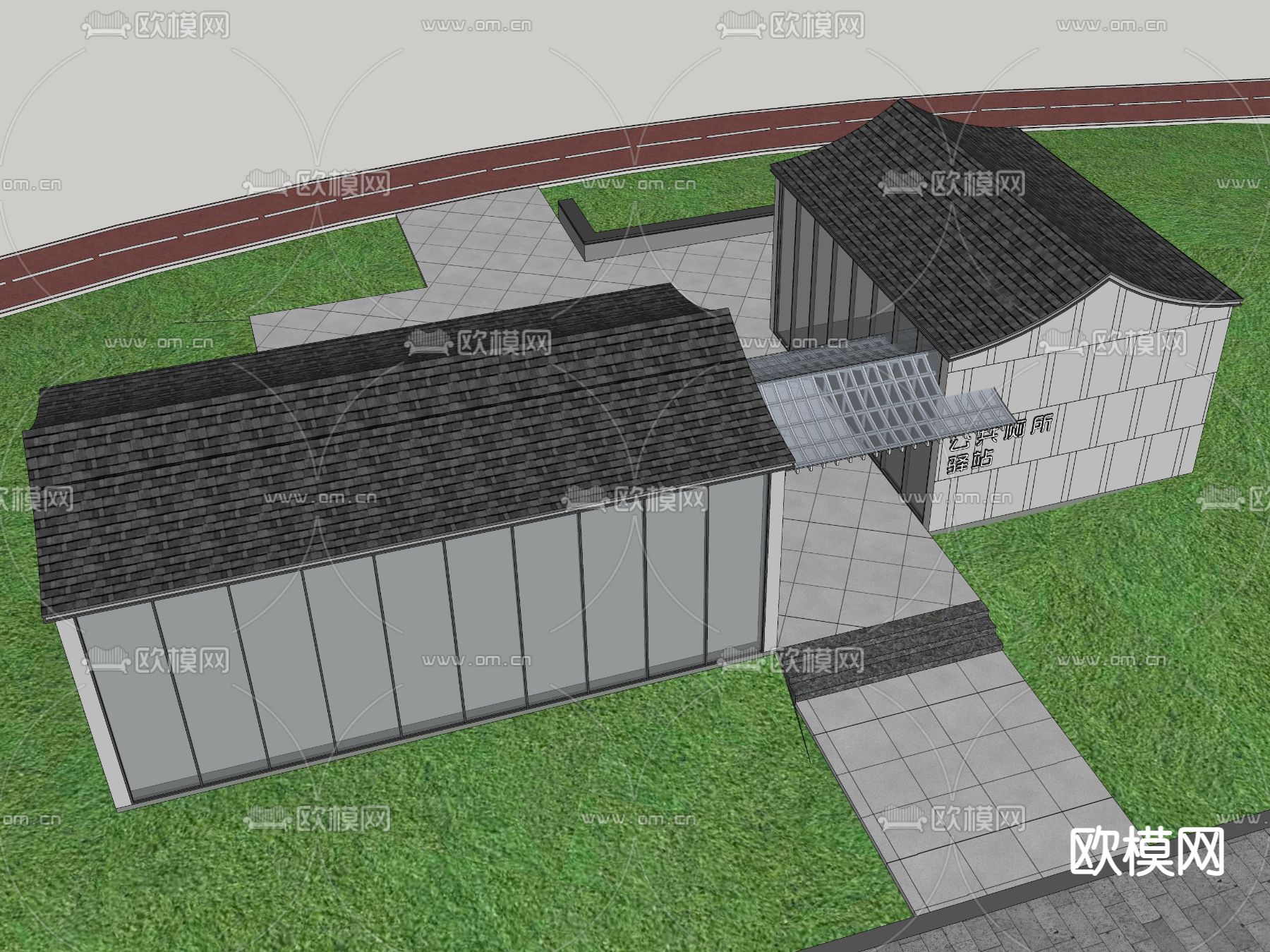新中式公共厕所su模型下载（渲染图4）