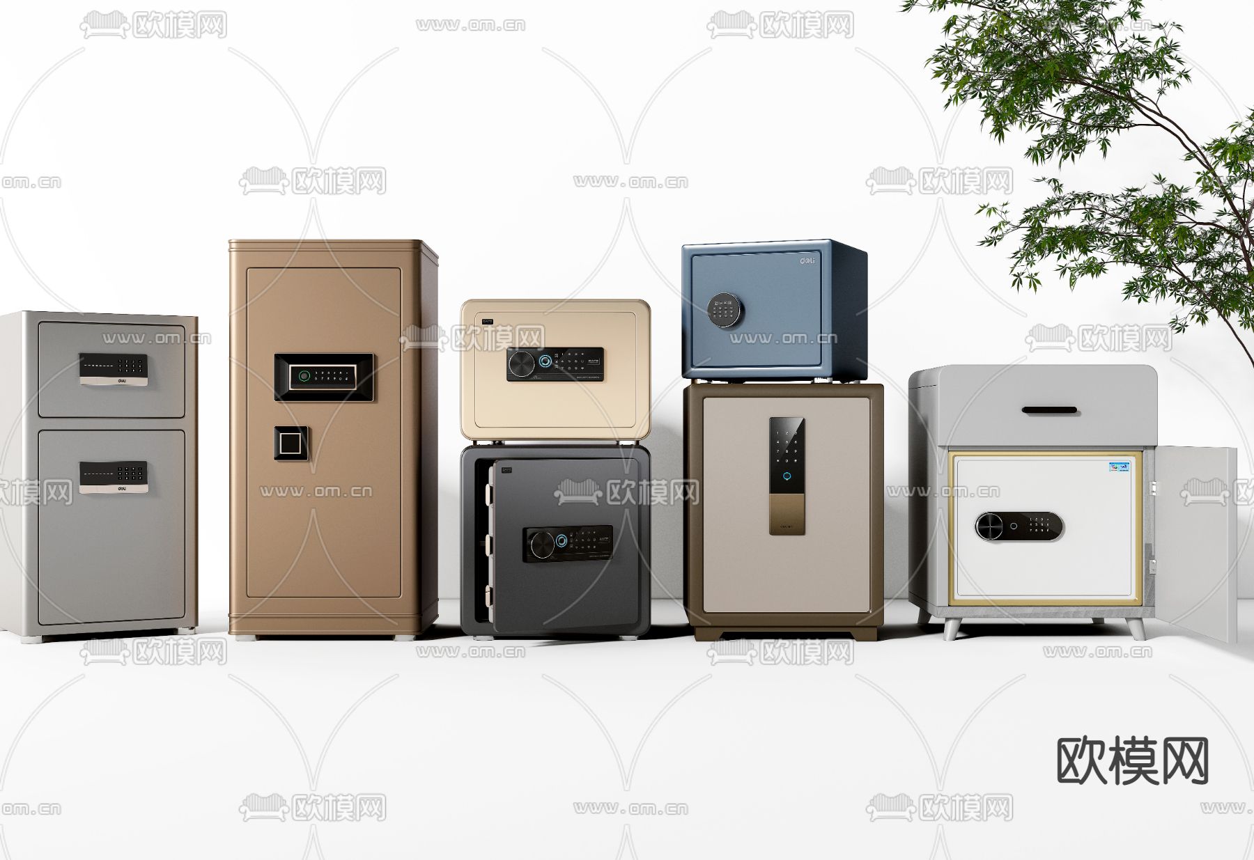 现代保险箱保险柜su模型下载（渲染图1）