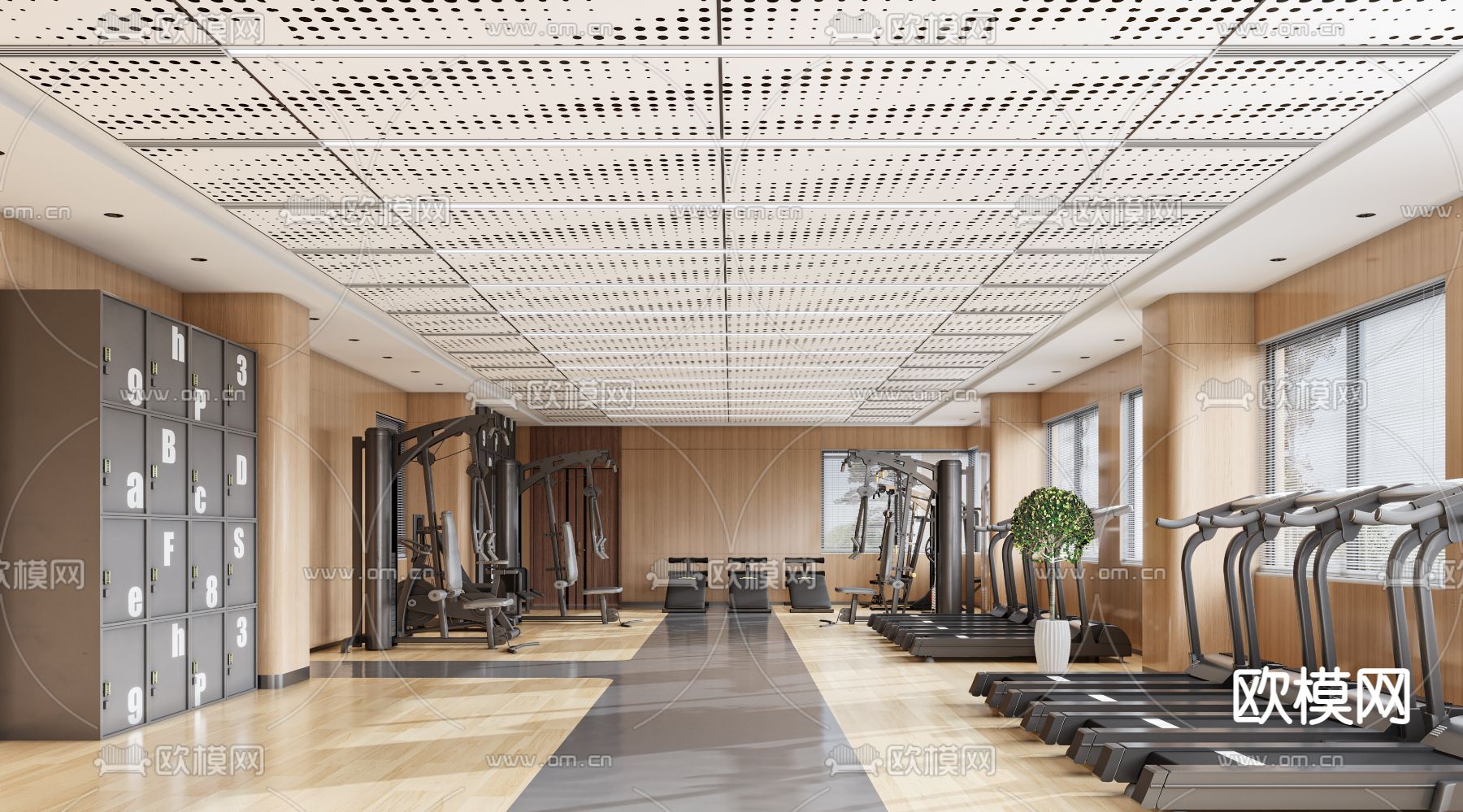 现代健身房3d模型下载