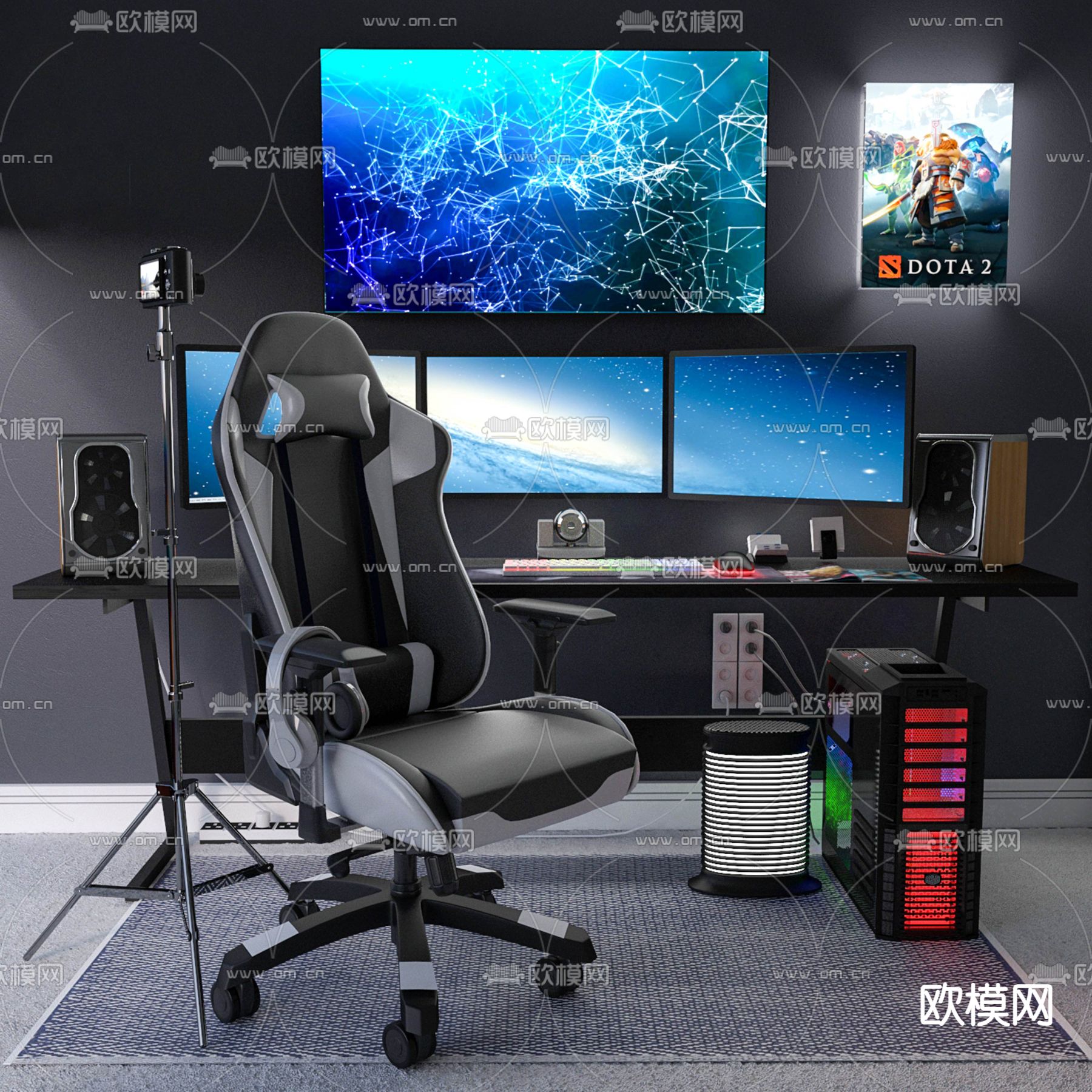 现代电竞房设备3d模型下载_ID12017792_3dmax免费模型-欧模网