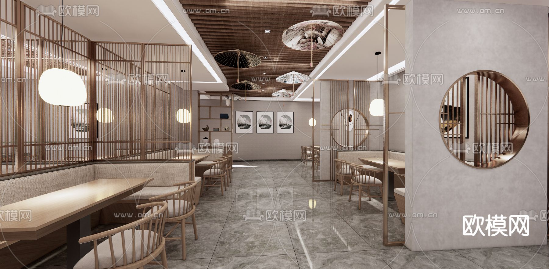 新中式餐厅su模型