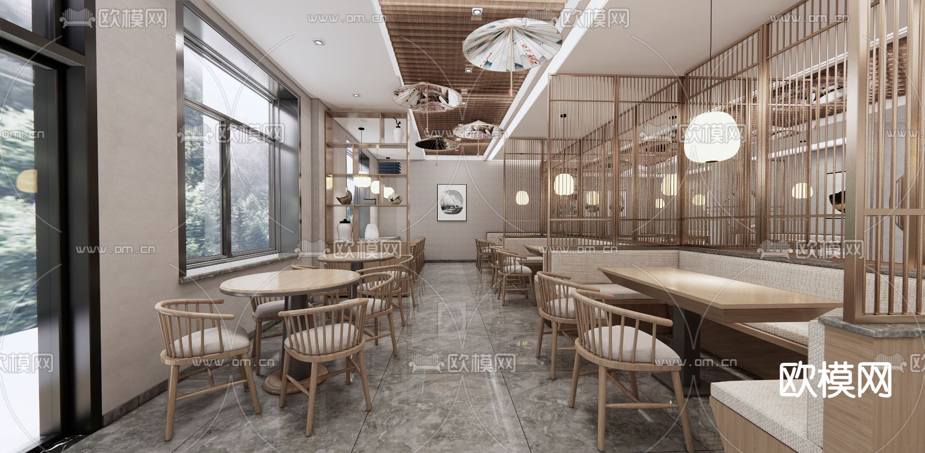 新中式餐厅su模型