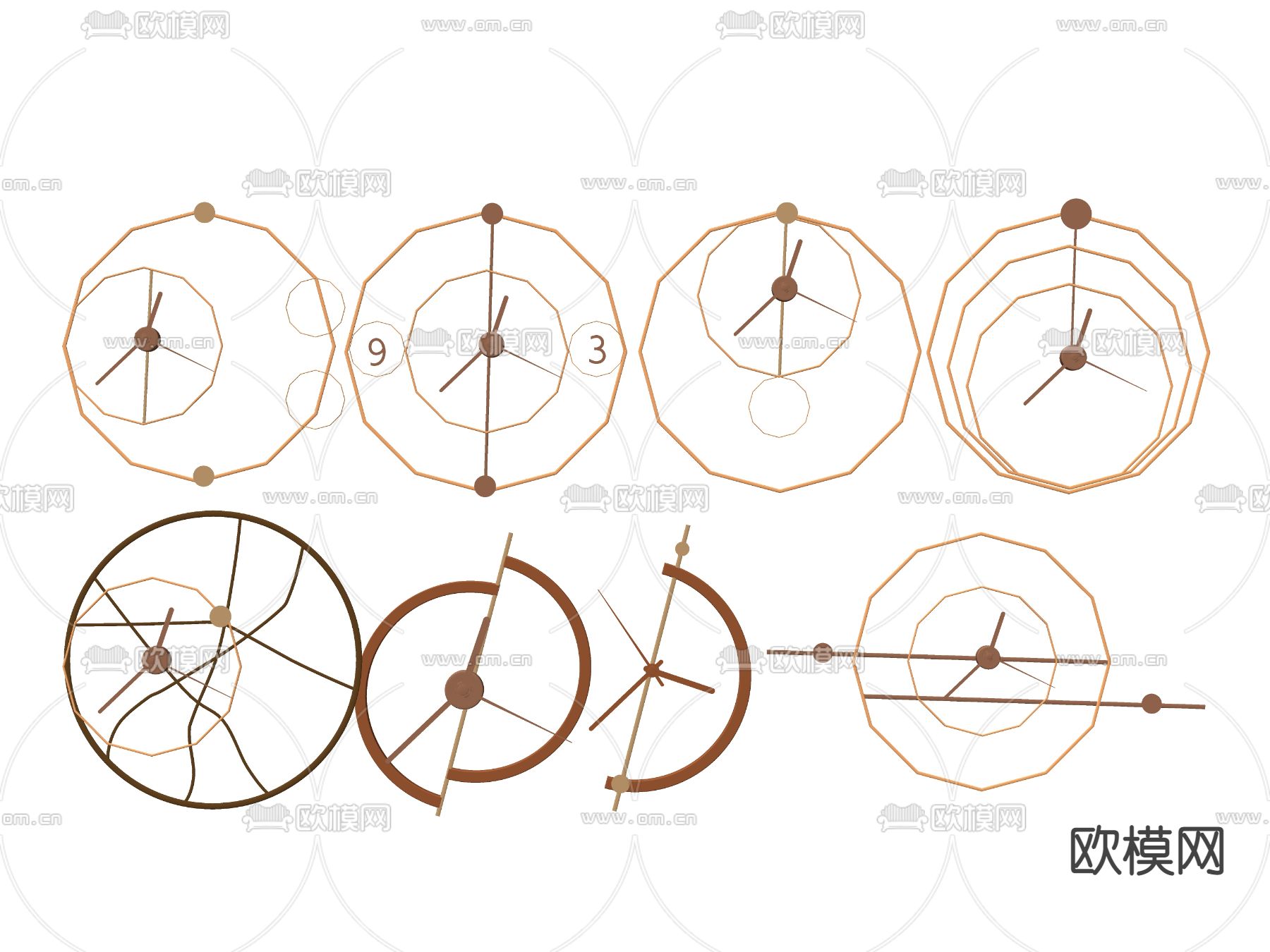 现代金属墙钟su模型下载（渲染图2）