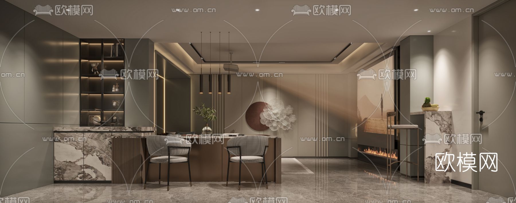 现代视听室影音室3d模型下载