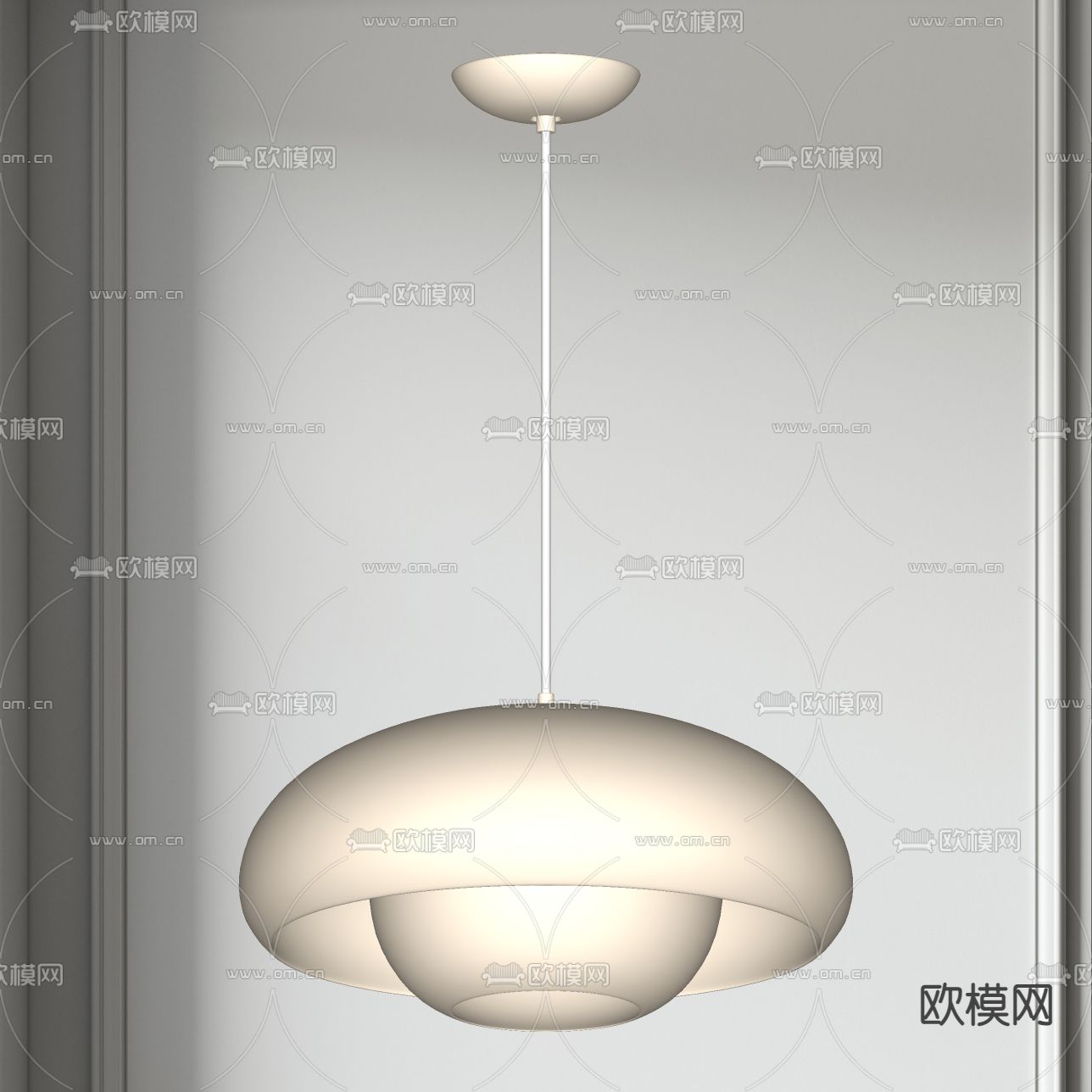 奶油风吊灯su模型下载（渲染图2）
