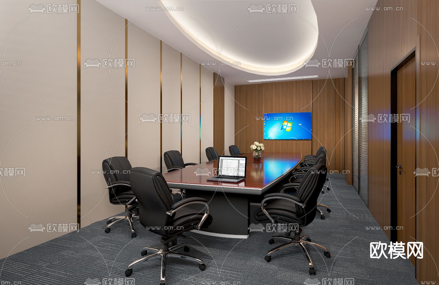 现代会议室免费3d模型下载