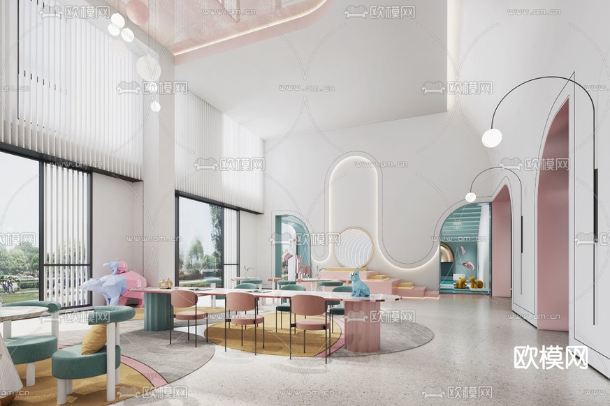 北欧网红售楼处洽谈区3d模型下载(渲染图3)