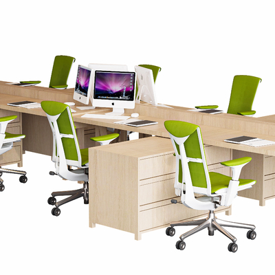  现代屏风卡位办公桌椅组合su模型 