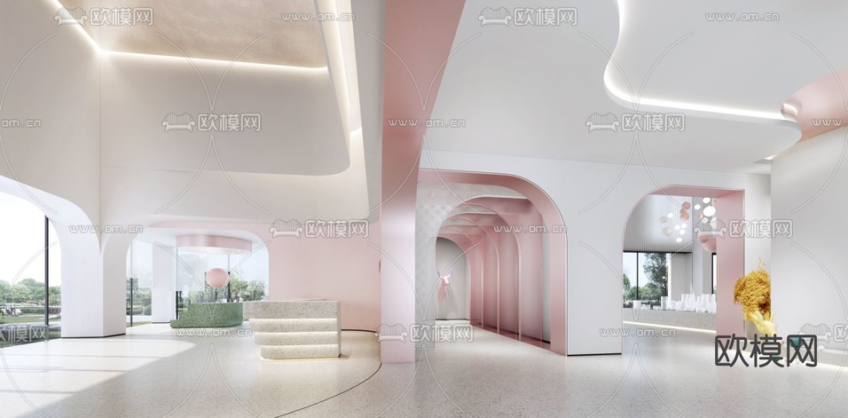 北欧网红售楼处洽谈区3d模型下载(渲染图2)