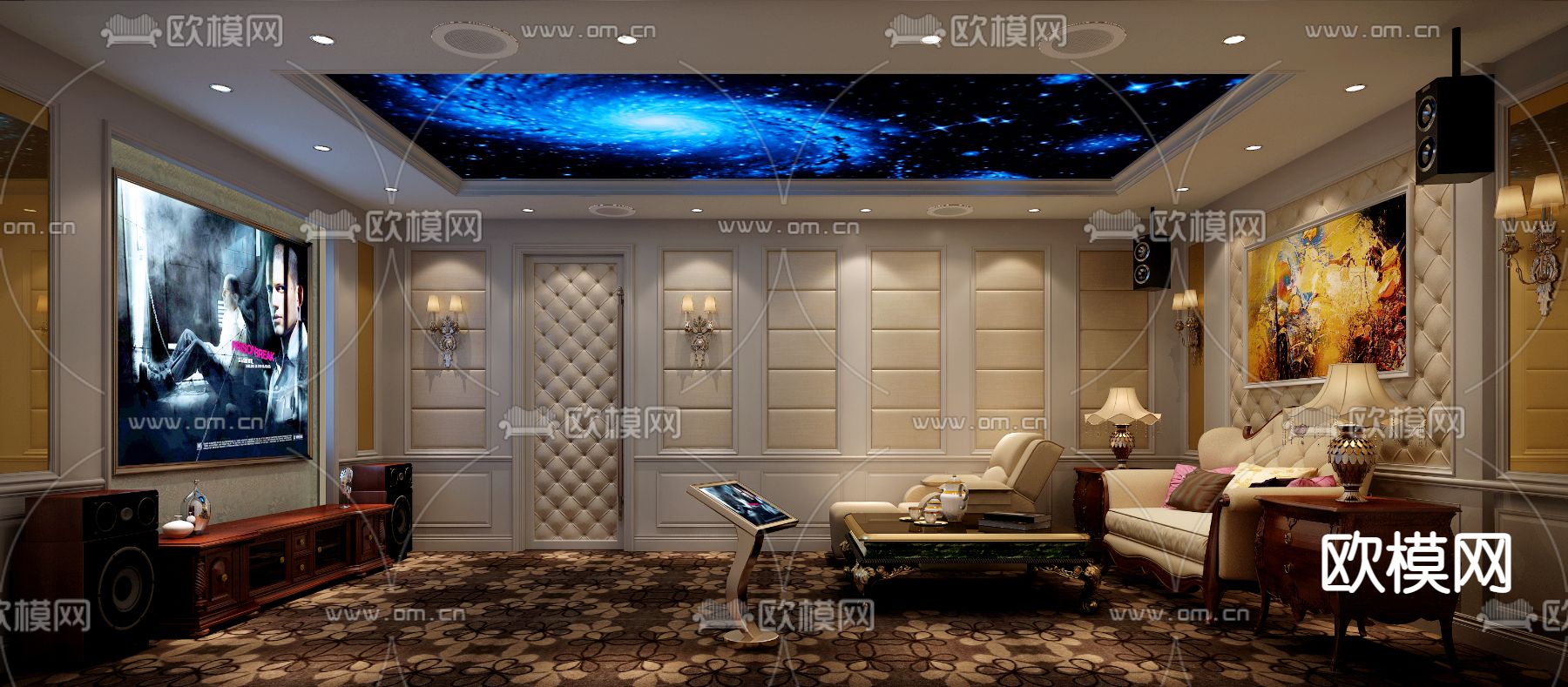 欧式古典影音室视听室3d模型下载