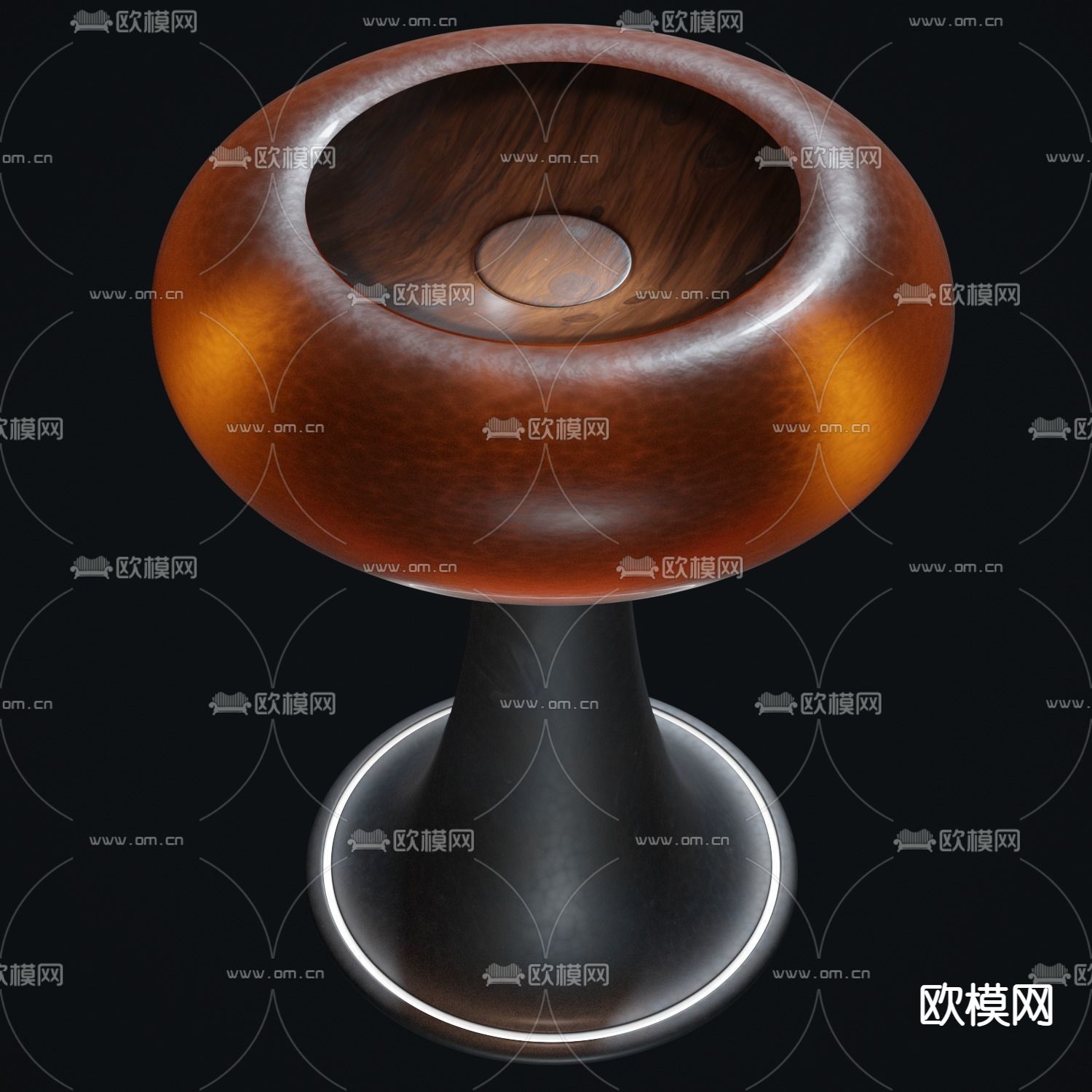 美式复古做旧铁艺实木甜甜圈艺术台灯免费3d模型下载