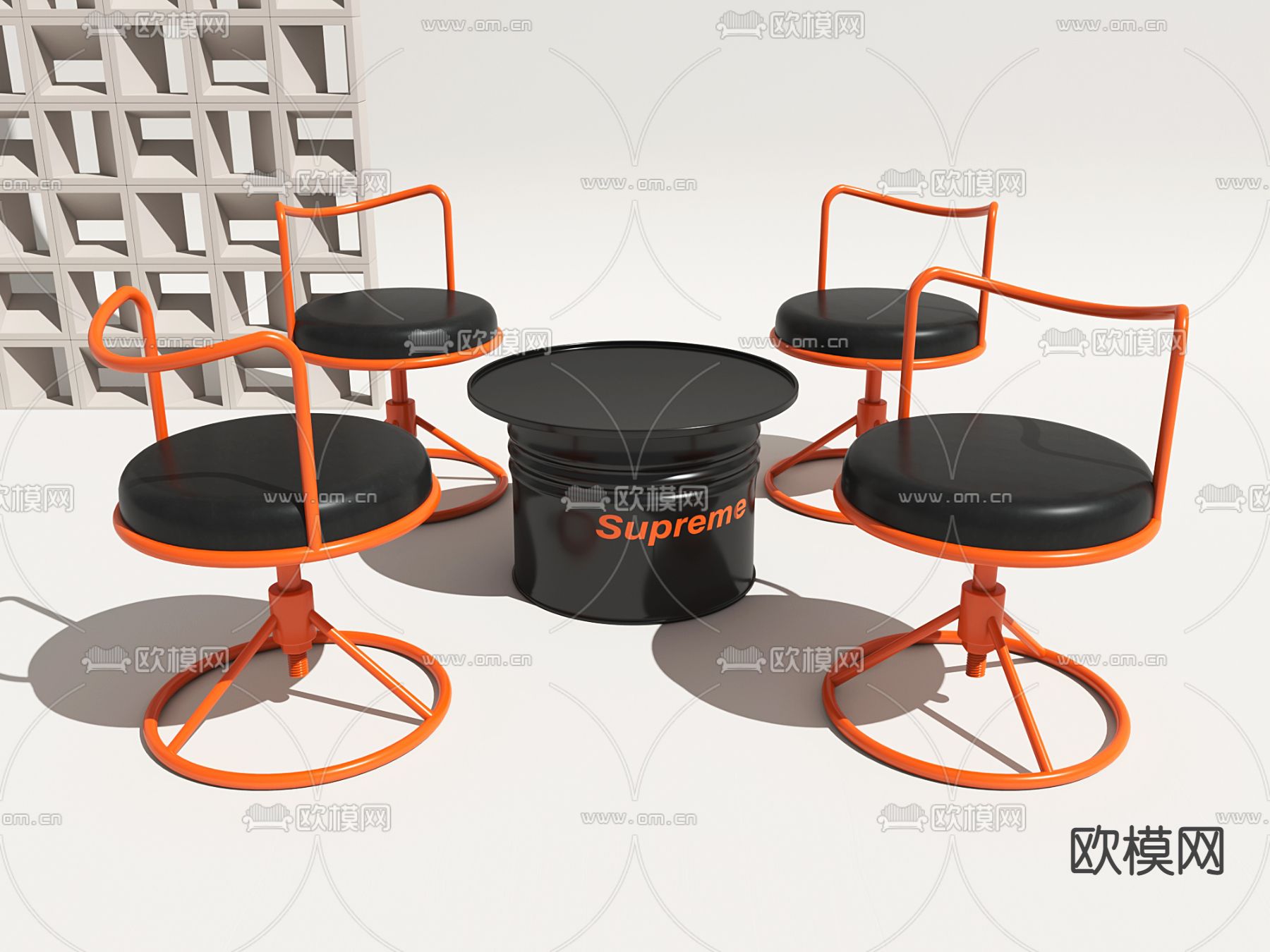 工业风休闲桌椅3d模型下载