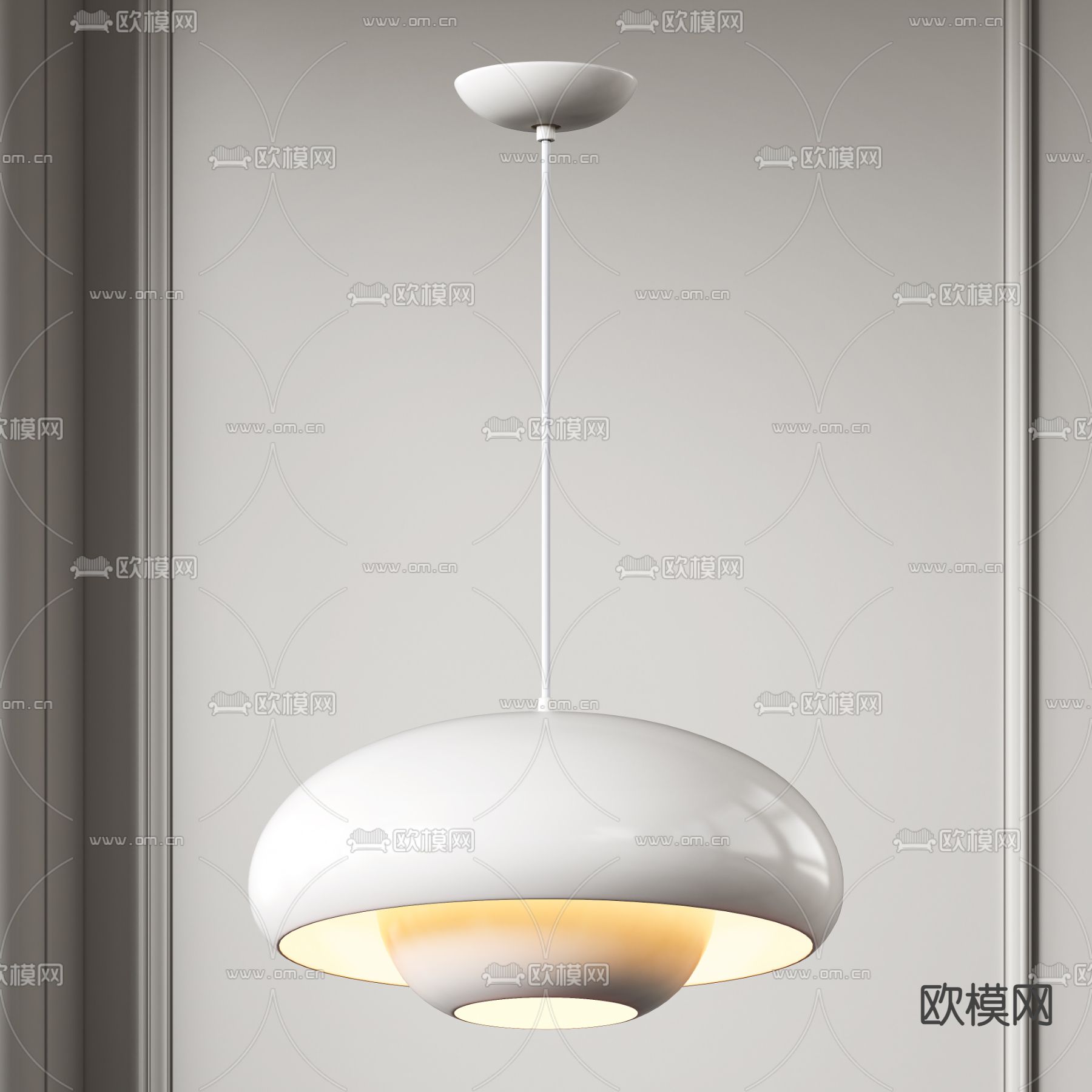 奶油风吊灯su模型下载（渲染图1）