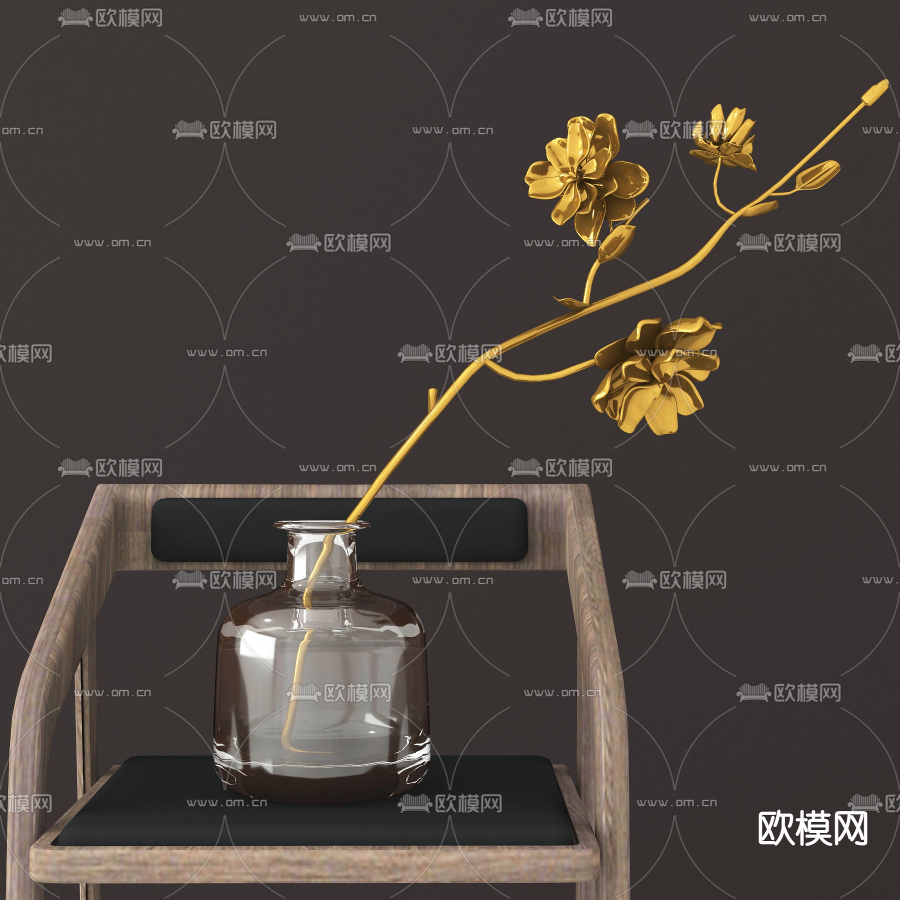 现代金属花瓶花艺3d模型下载