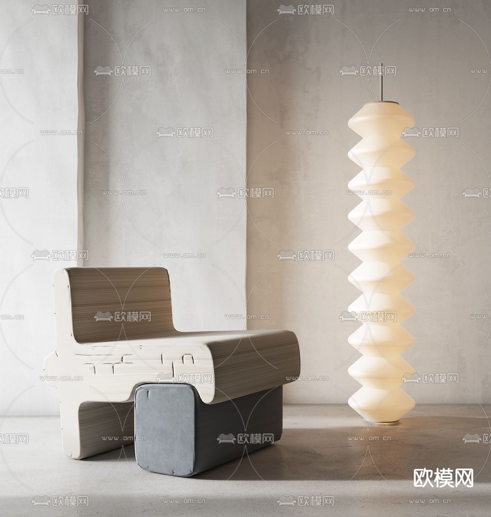 侘寂单人沙发su模型