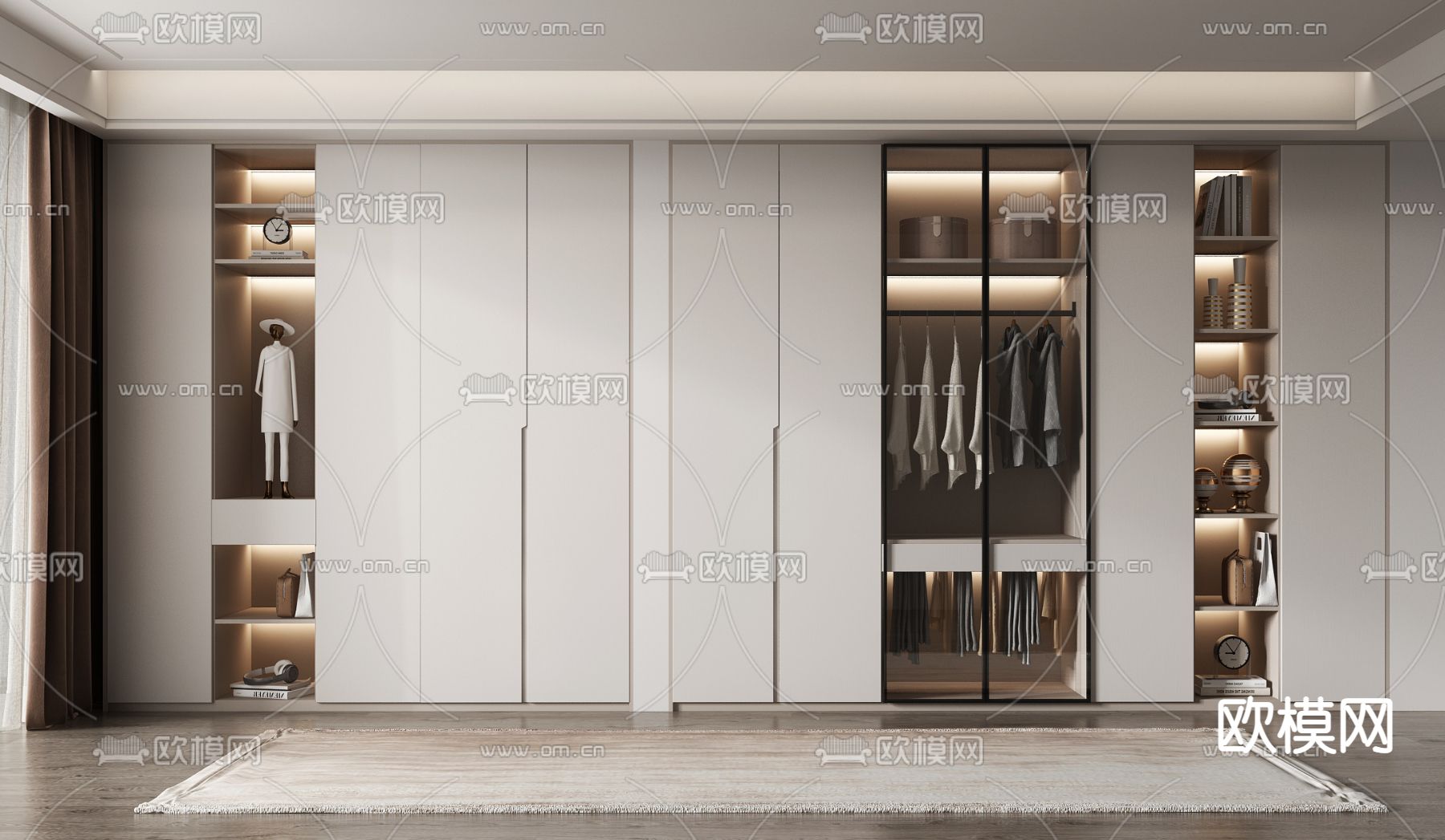 现代轻奢衣柜3d模型下载