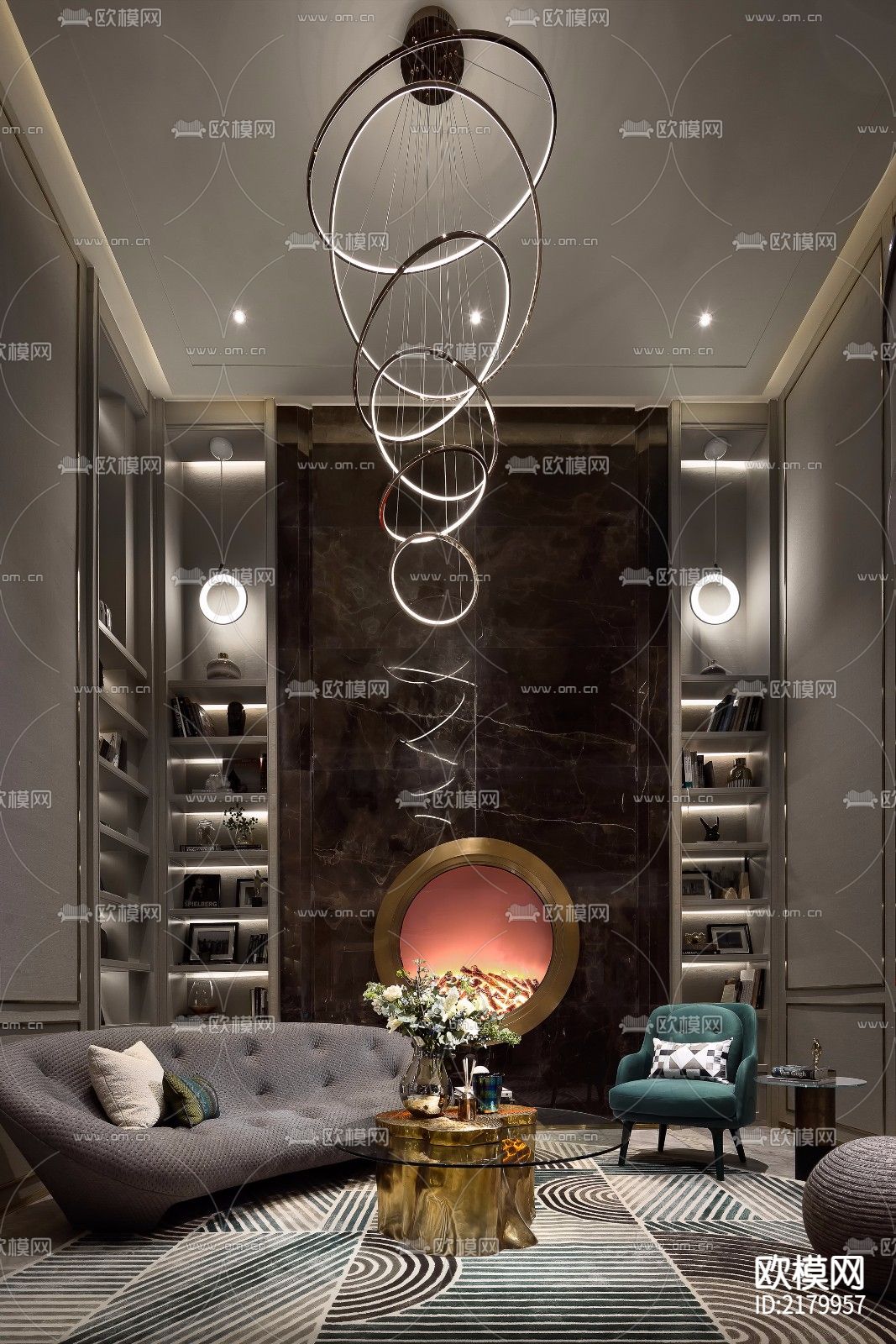 九曲河独院端户别墅CAD施工图下载（渲染图6）