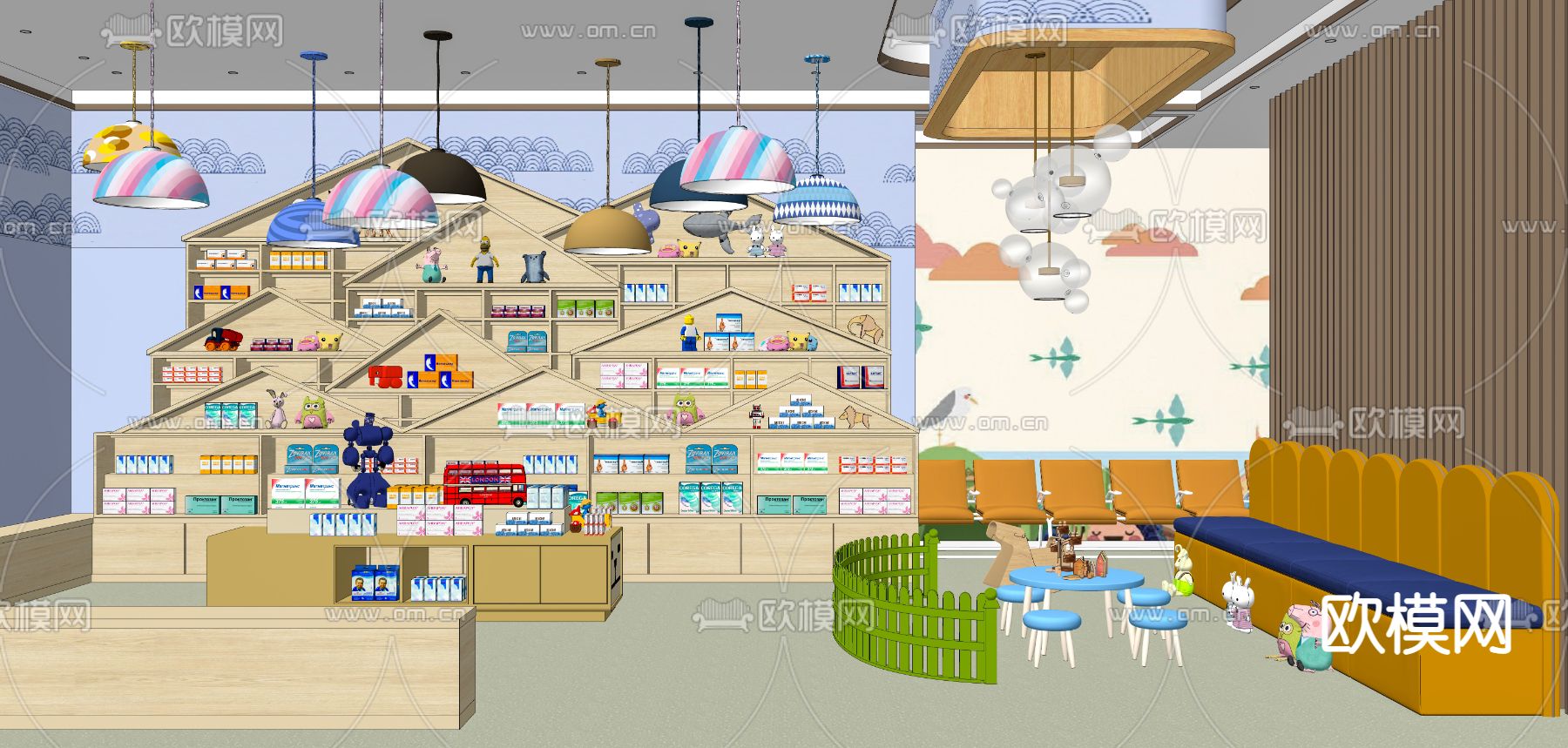 现代儿童医院售药区su模型下载（渲染图2）