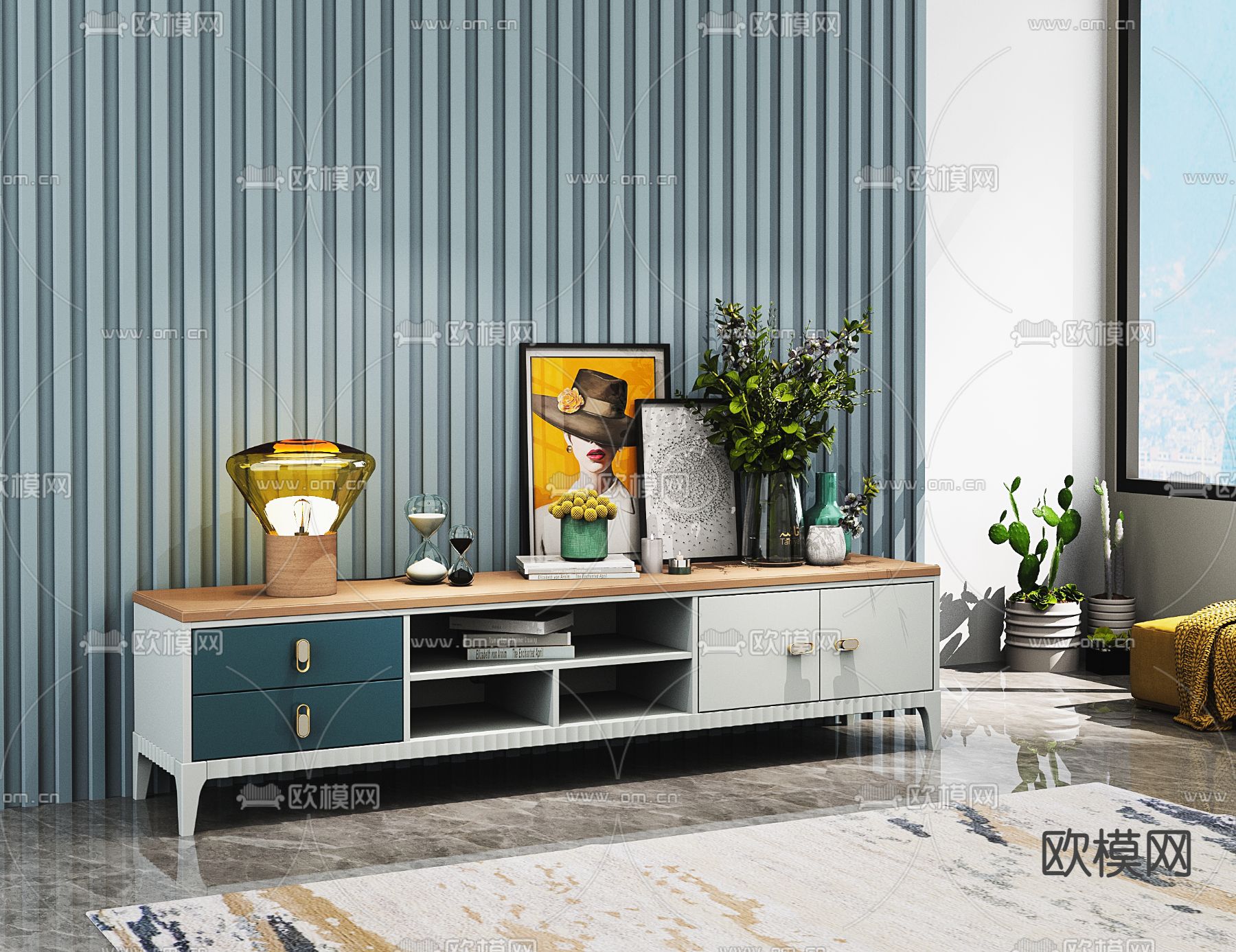 现代家居电视柜3d模型下载