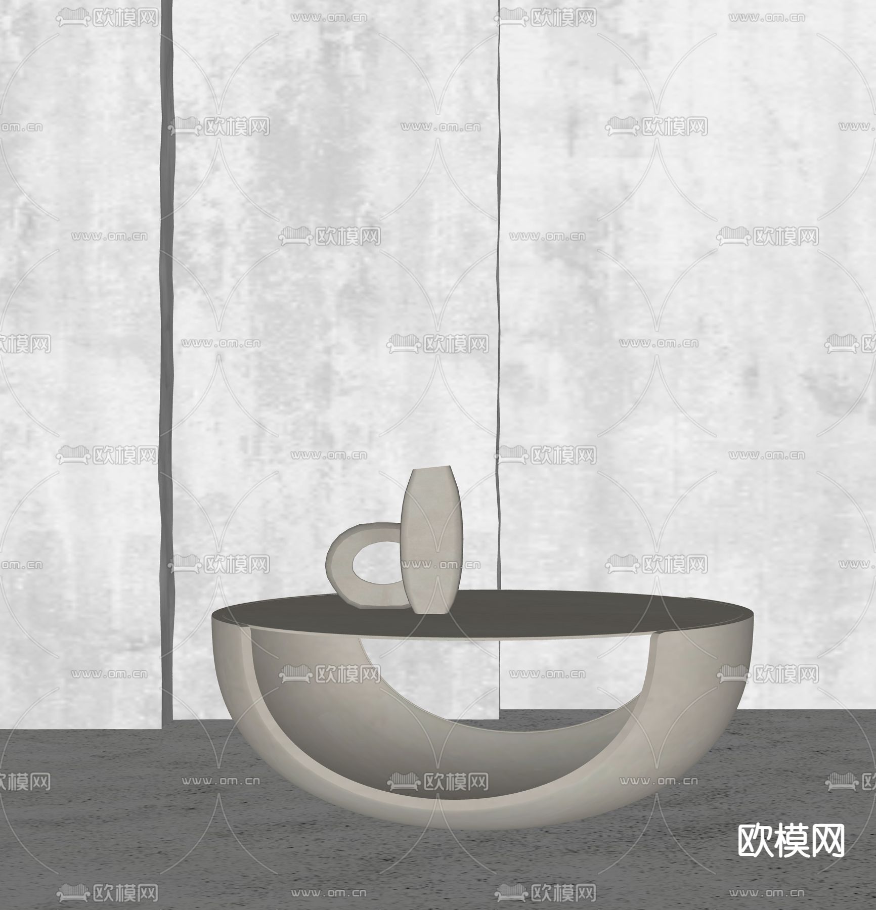 侘寂风茶几su模型下载（渲染图2）