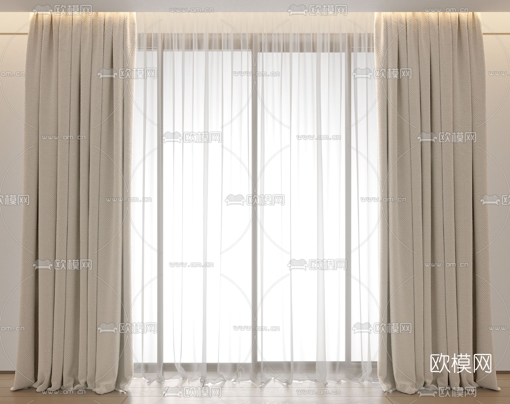 现代窗帘3d模型下载