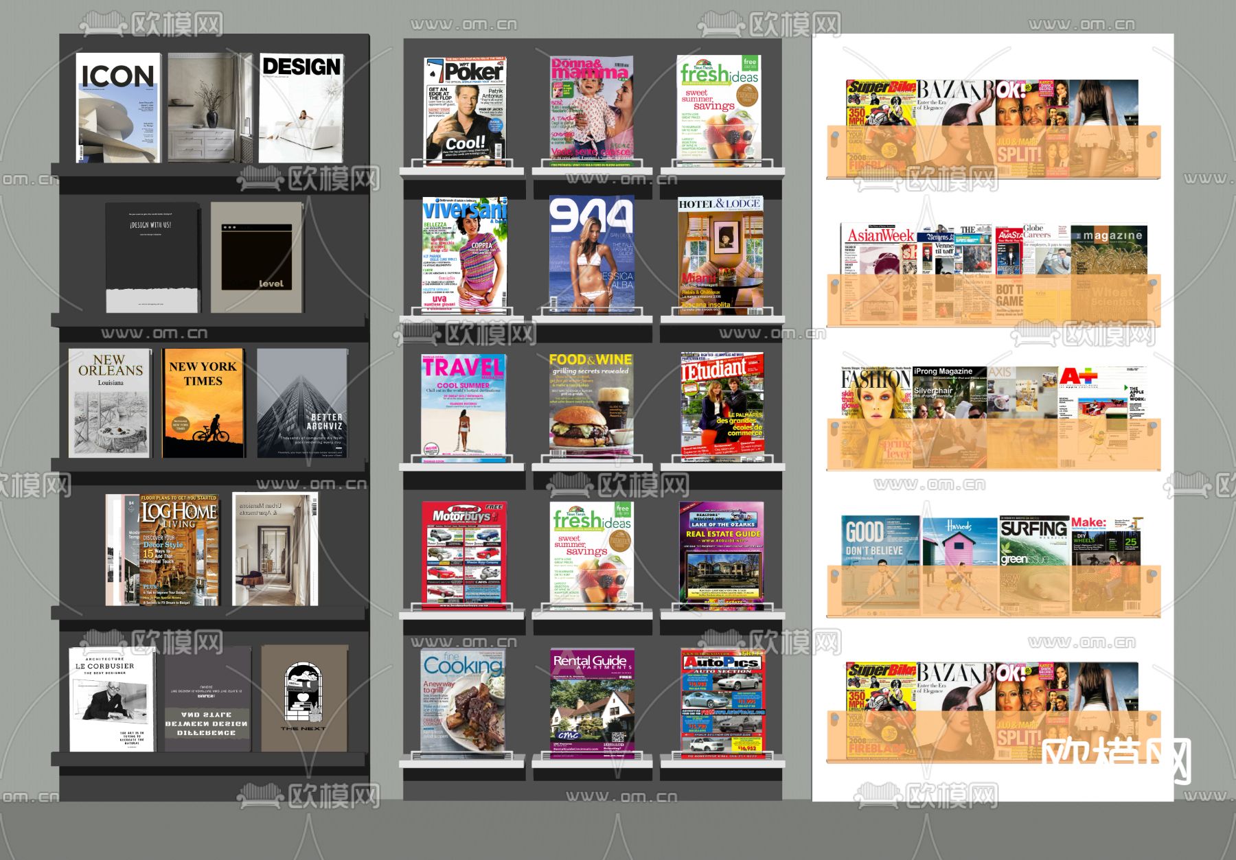 现代书架书籍杂志su模型下载（渲染图2）