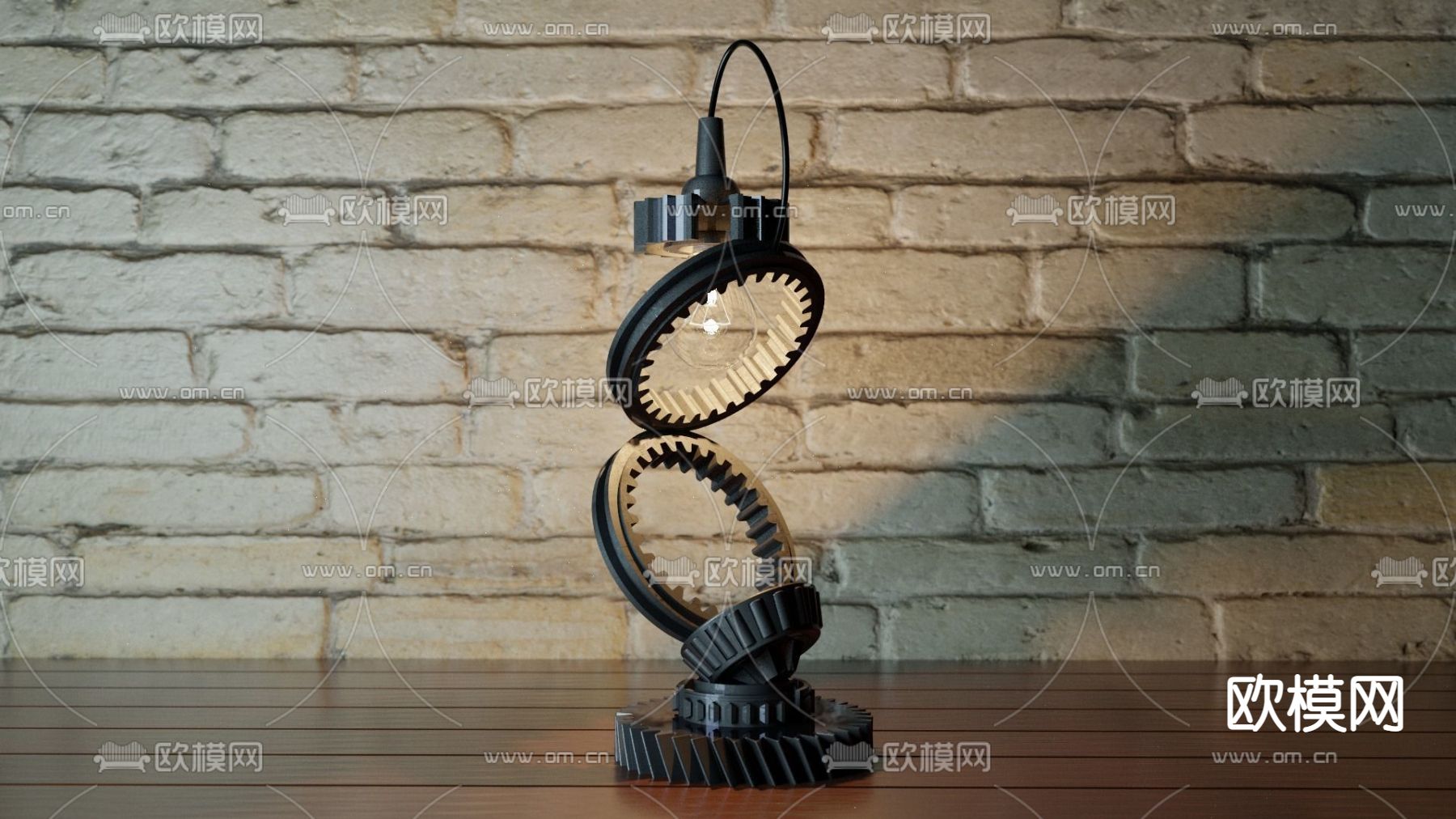 工业风铁艺齿轮艺术台灯免费3d模型下载