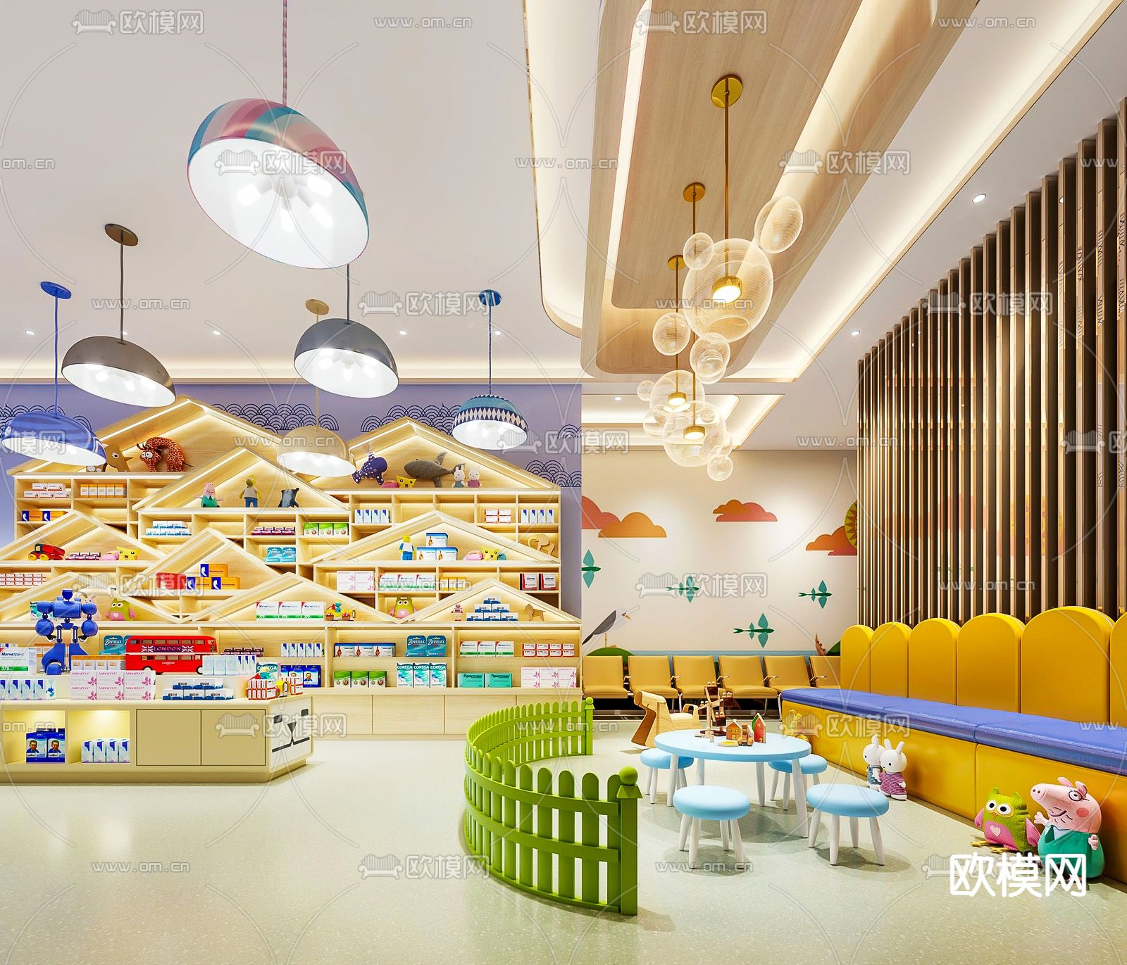 现代儿童医院售药区su模型下载（渲染图1）
