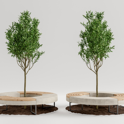  现代花坛坐凳su模型 