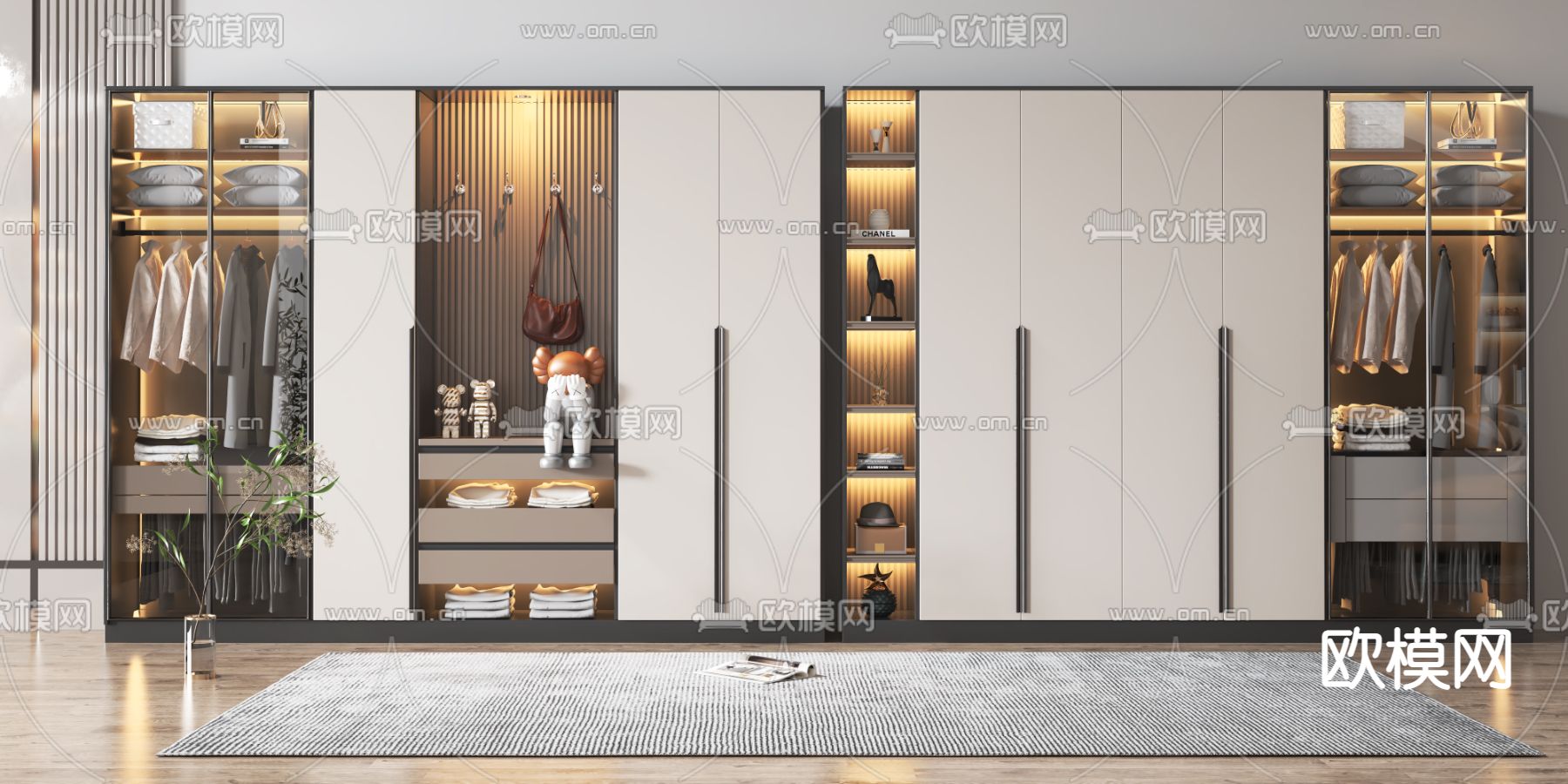 现代轻奢衣柜3d模型下载