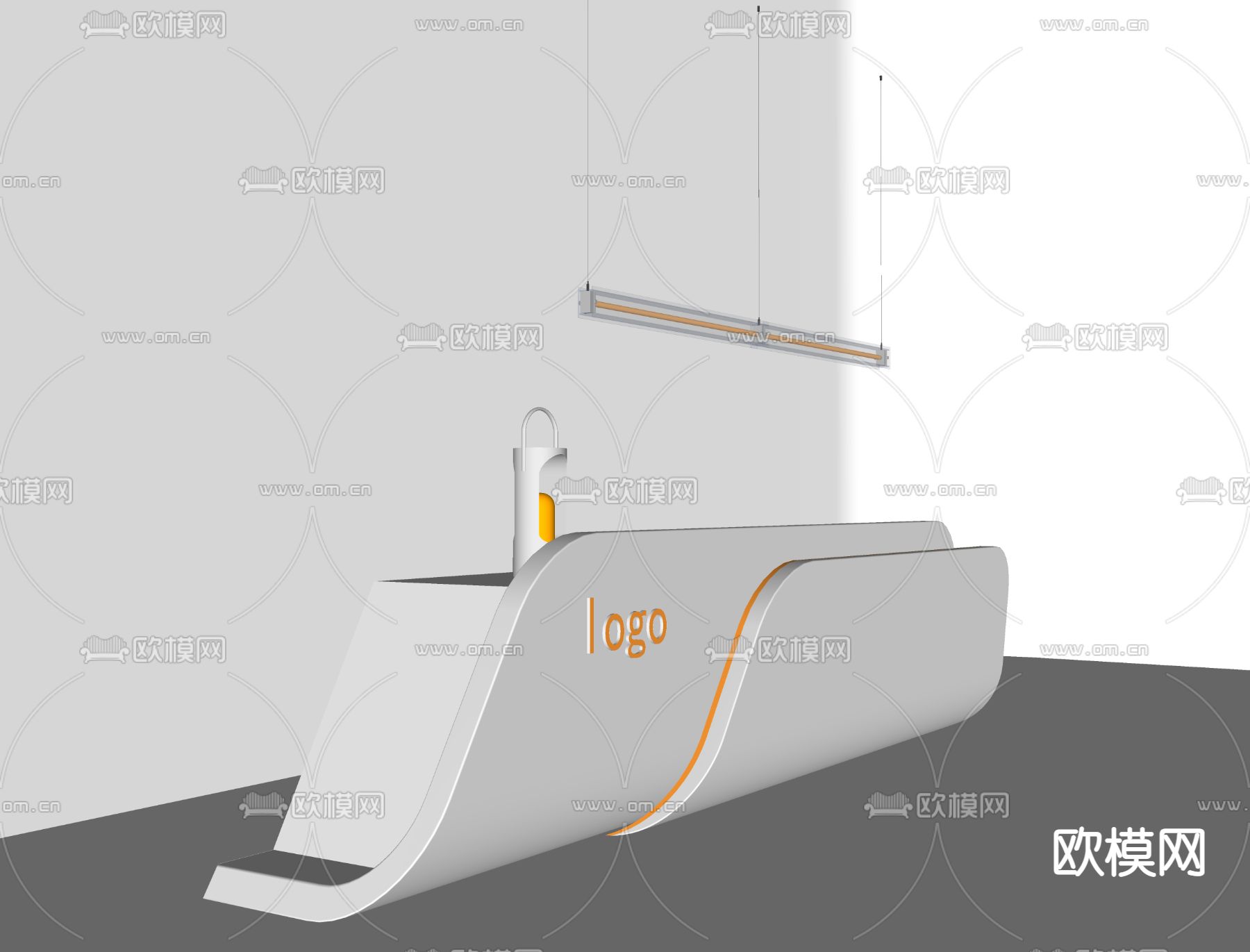 现代前台接待台su模型下载（渲染图2）