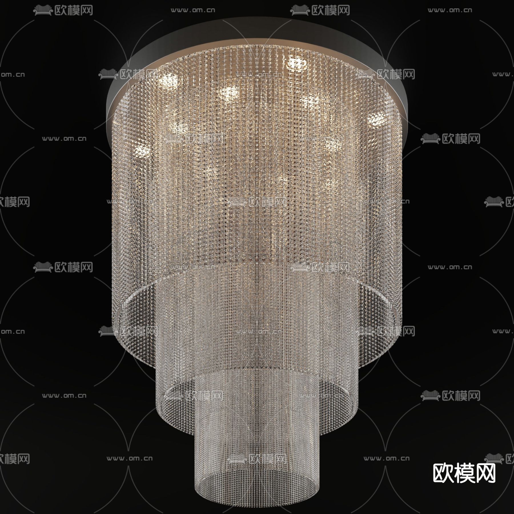 现代轻奢圆环水晶艺术吊灯免费3d模型下载