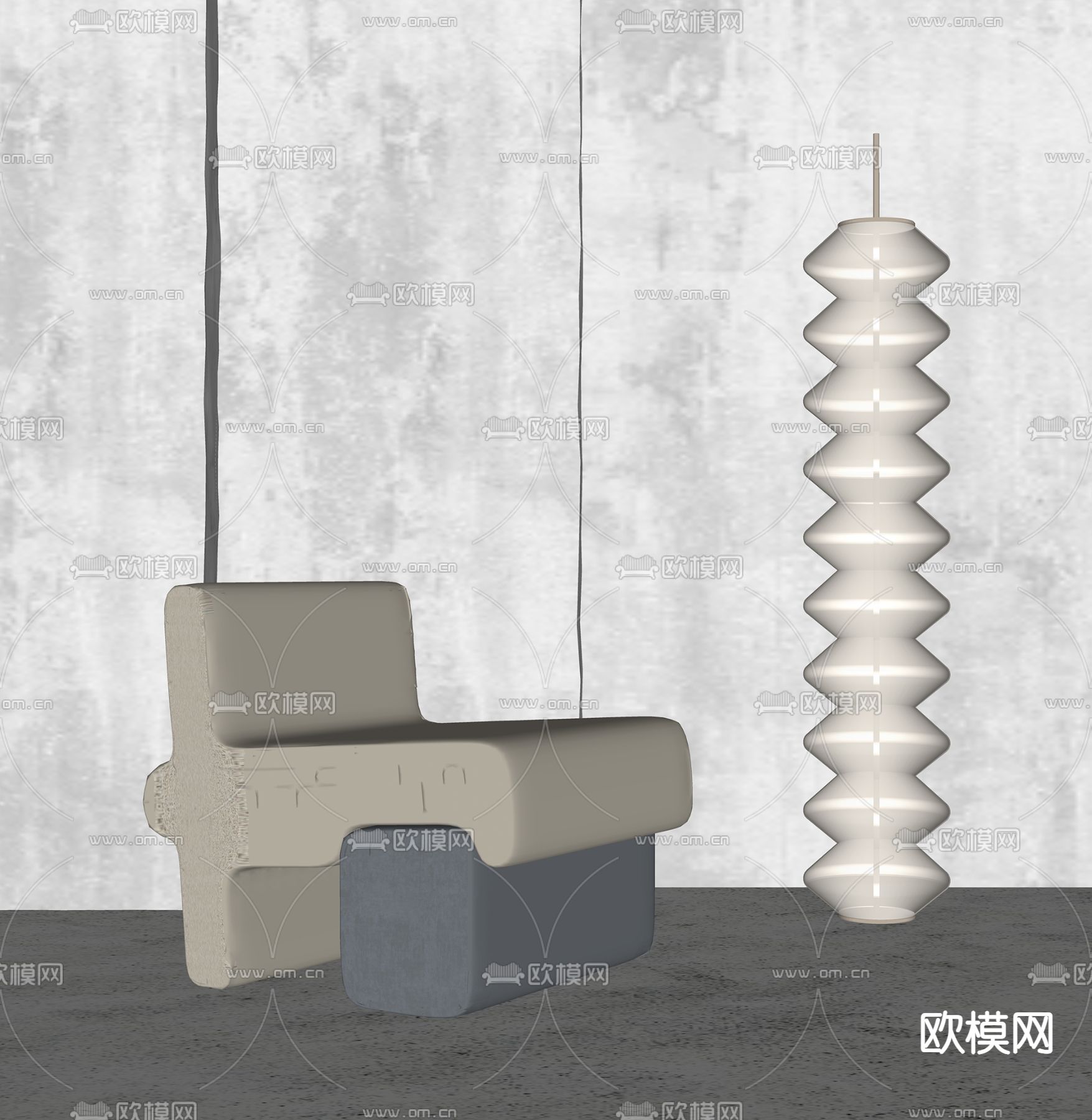 侘寂单人沙发su模型