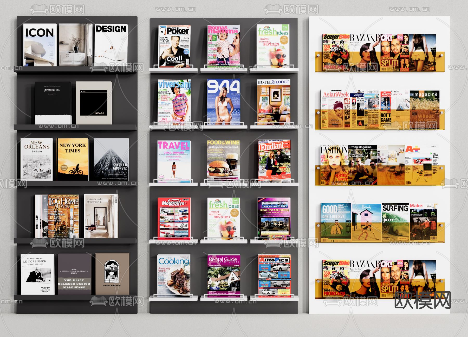 现代书架书籍杂志su模型下载（渲染图1）