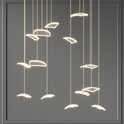  现代玻璃装饰吊灯su模型 