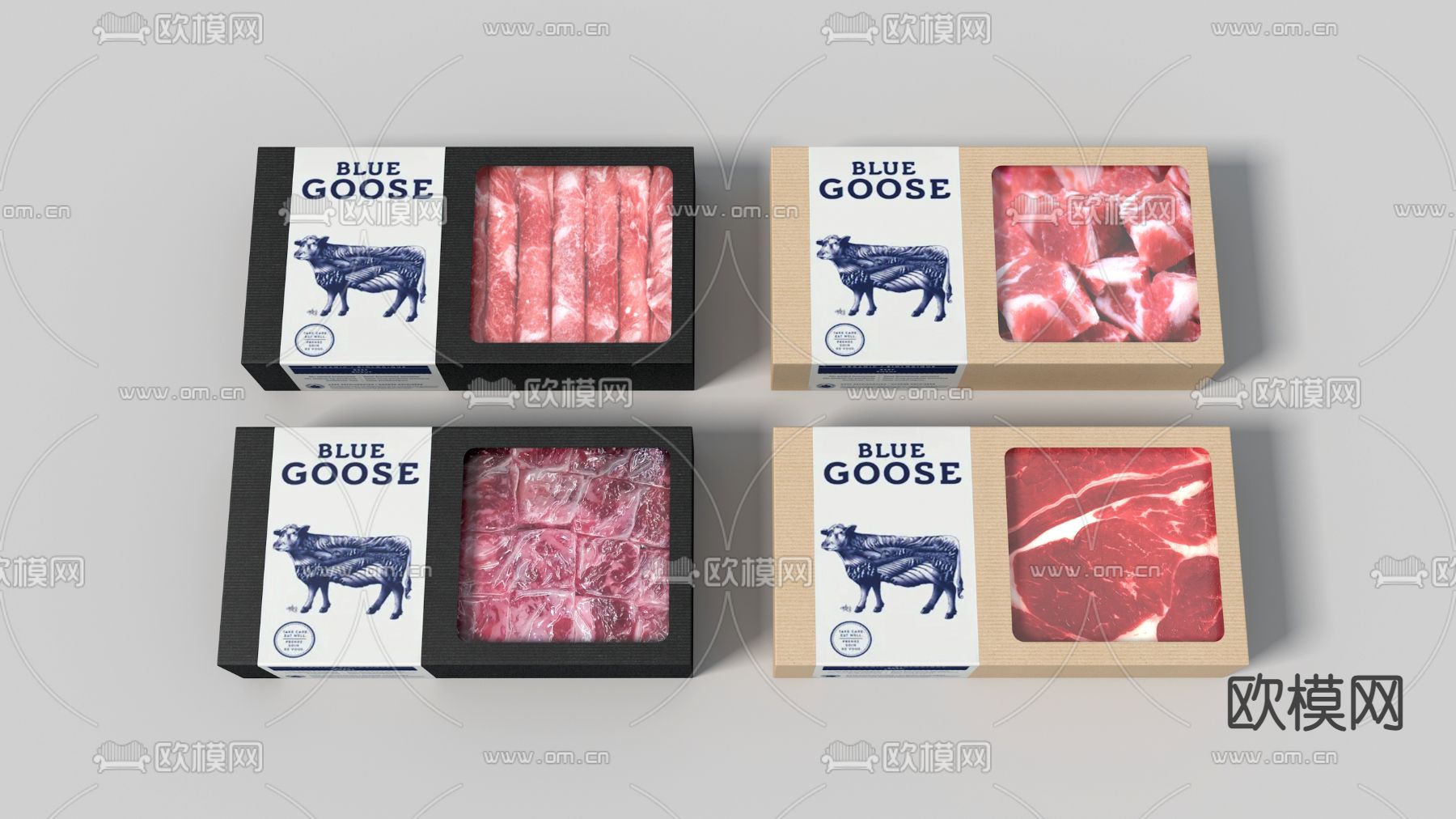 现代冷鲜肉包装3d模型下载