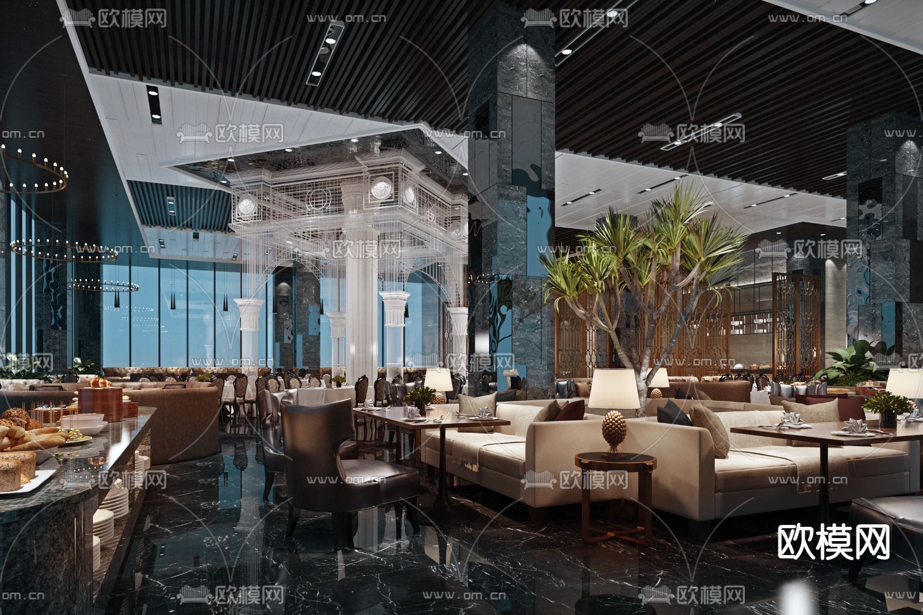 现代茶餐厅3d模型下载