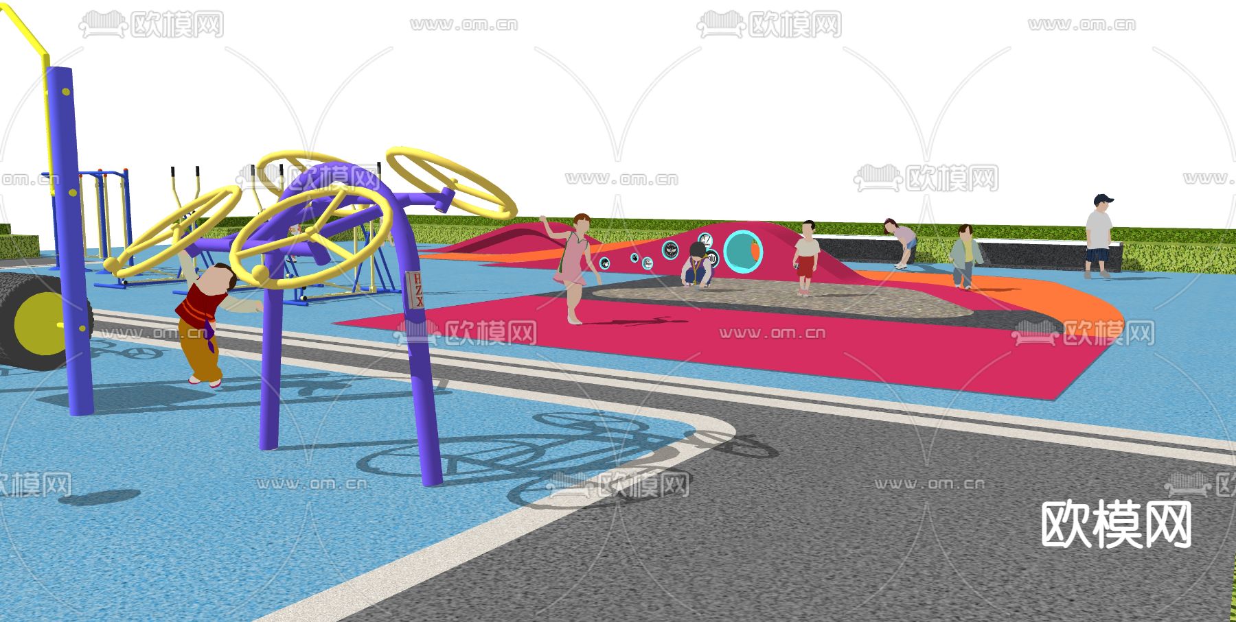 现代儿童游乐区su模型下载（渲染图3）