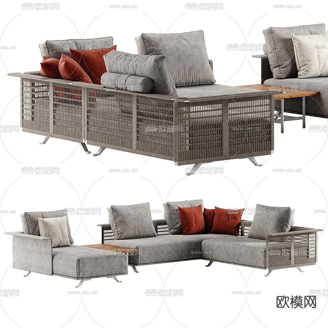 Poltrona Frau 布艺转角沙发33d模型下载（渲染图4）