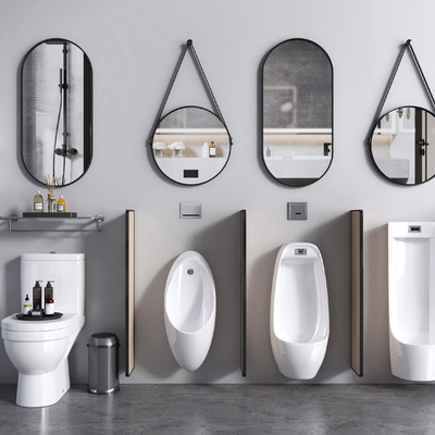  现代小便器马桶小便斗su模型 