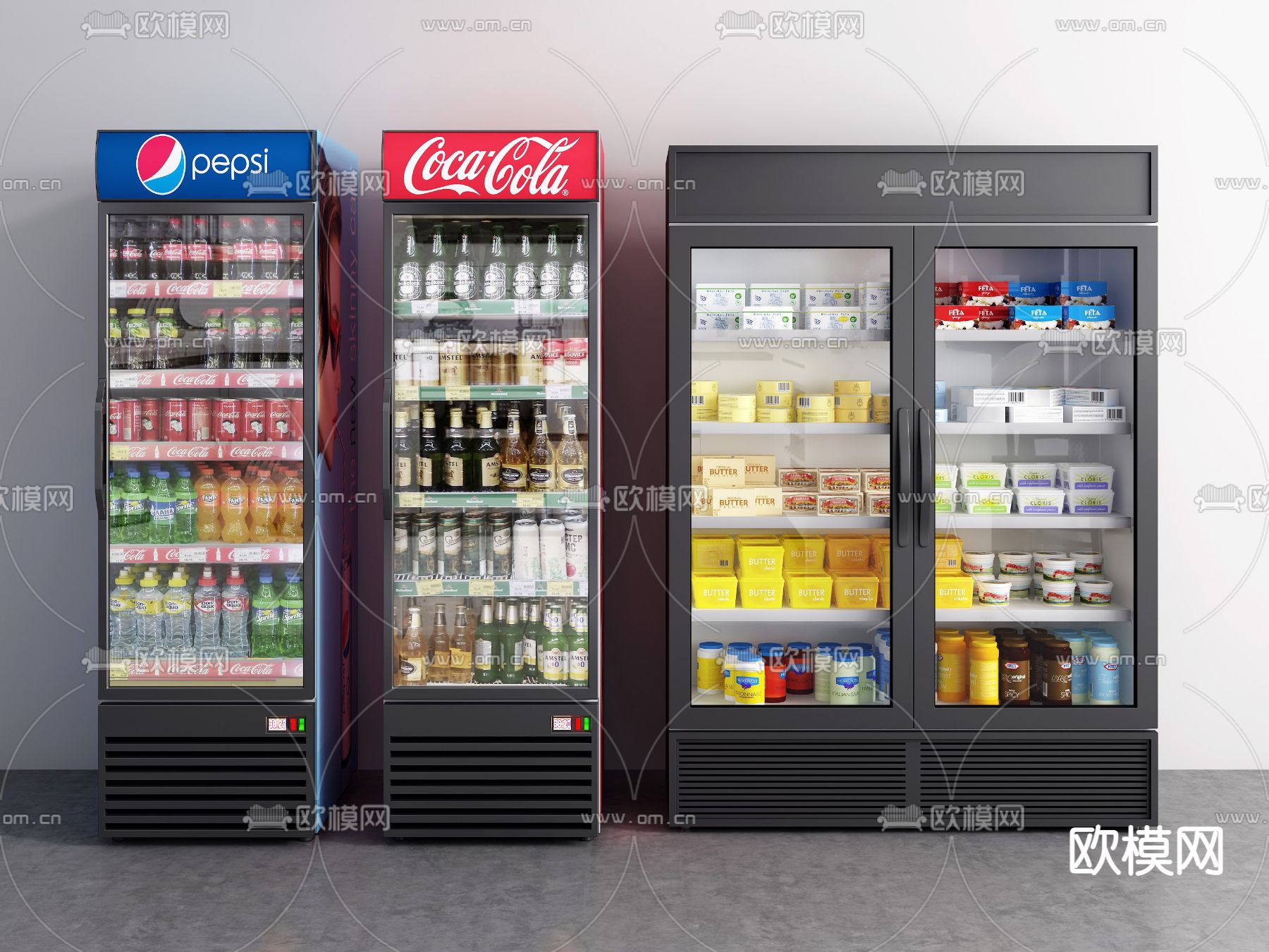 冰柜冷藏柜su模型下载（渲染图1）