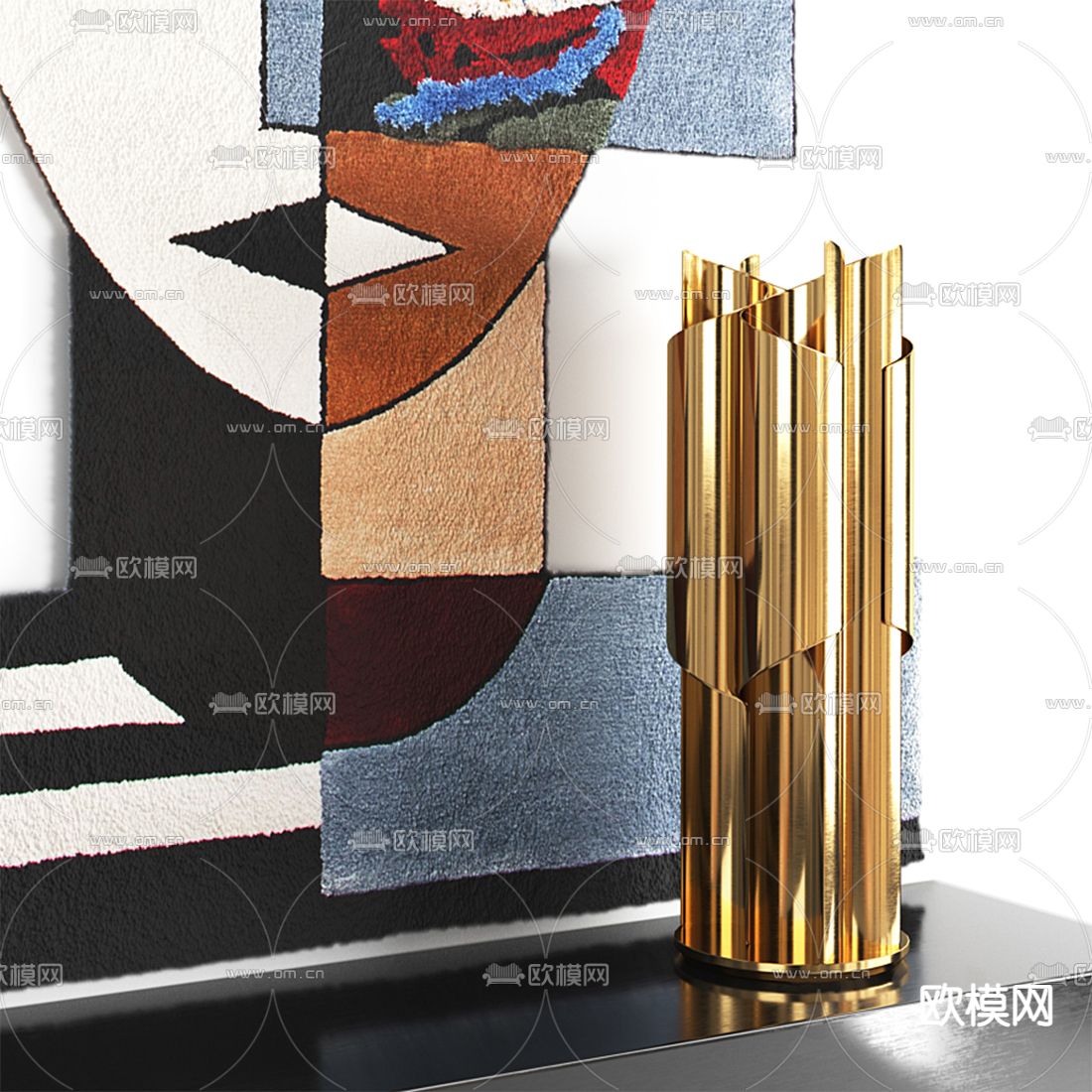 现代轻奢端景条案3d模型下载（渲染图3）