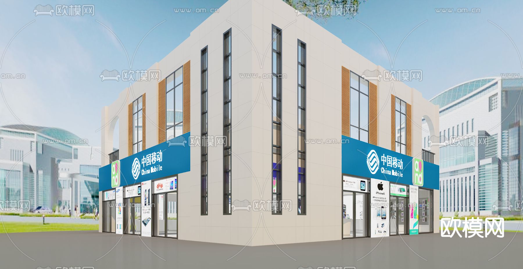 现代手机专卖店3d模型下载（渲染图2）