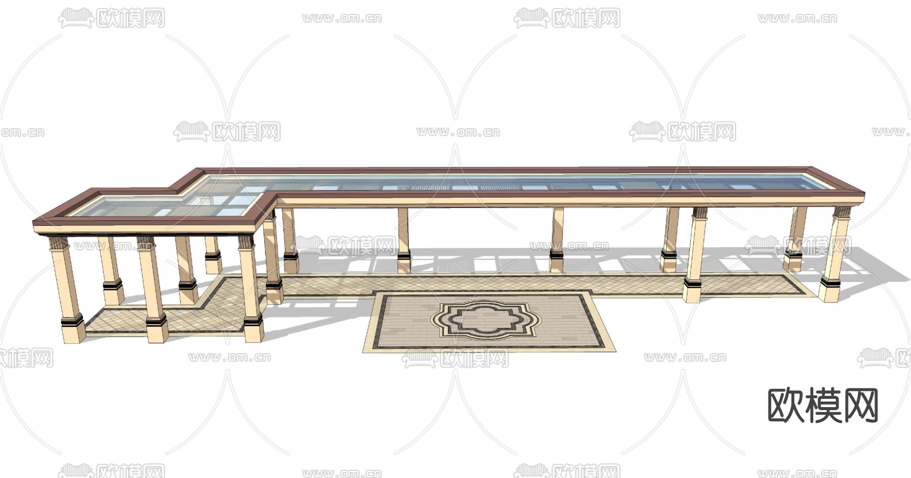 欧式廊架凉亭su模型下载（渲染图2）
