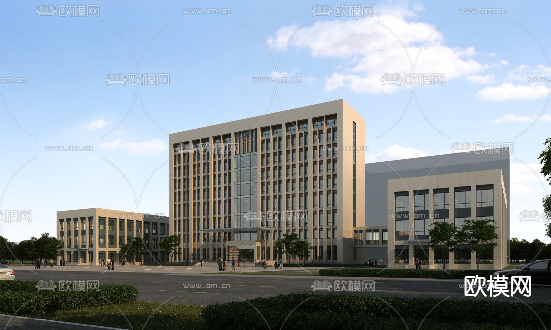现代办公楼建筑外观3d模型下载