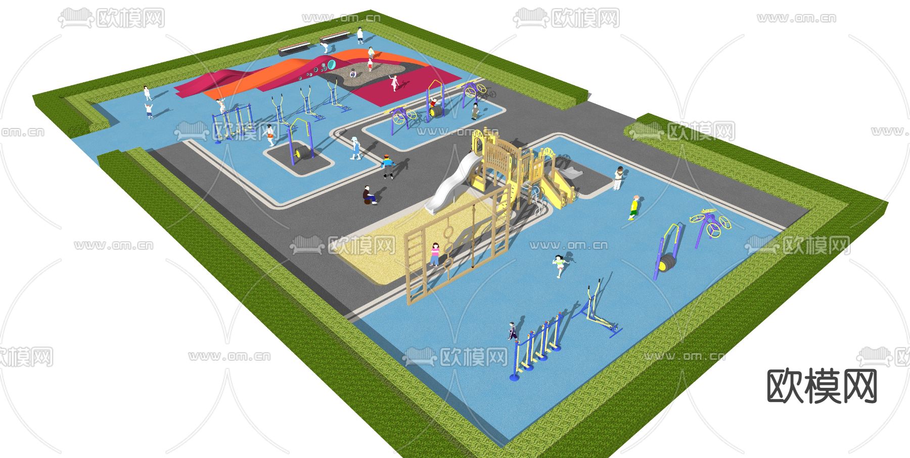 现代儿童游乐区su模型下载（渲染图1）